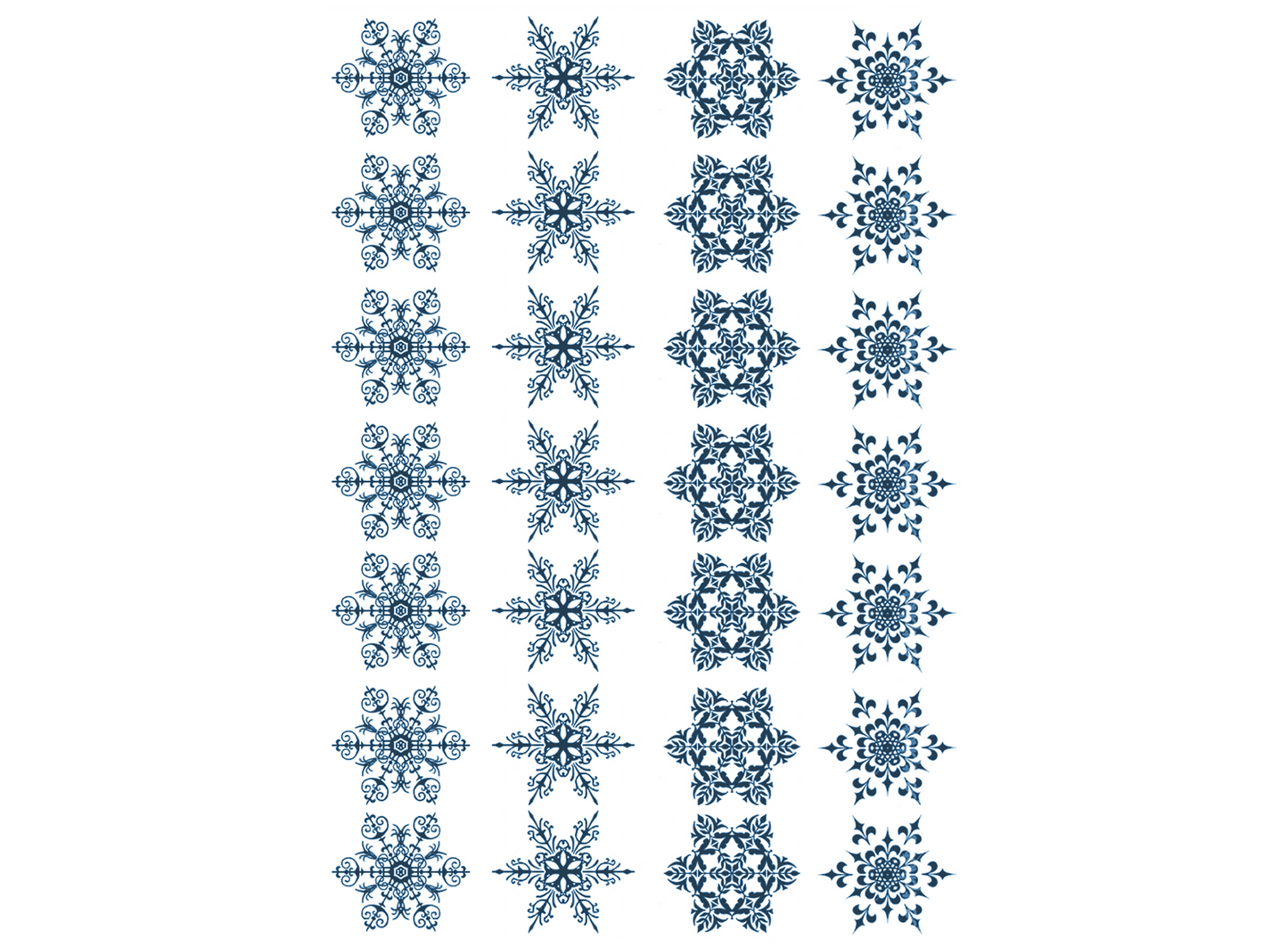 Snowflakes 28 pcs 3/4 Inch Blue Fused Glass Decals