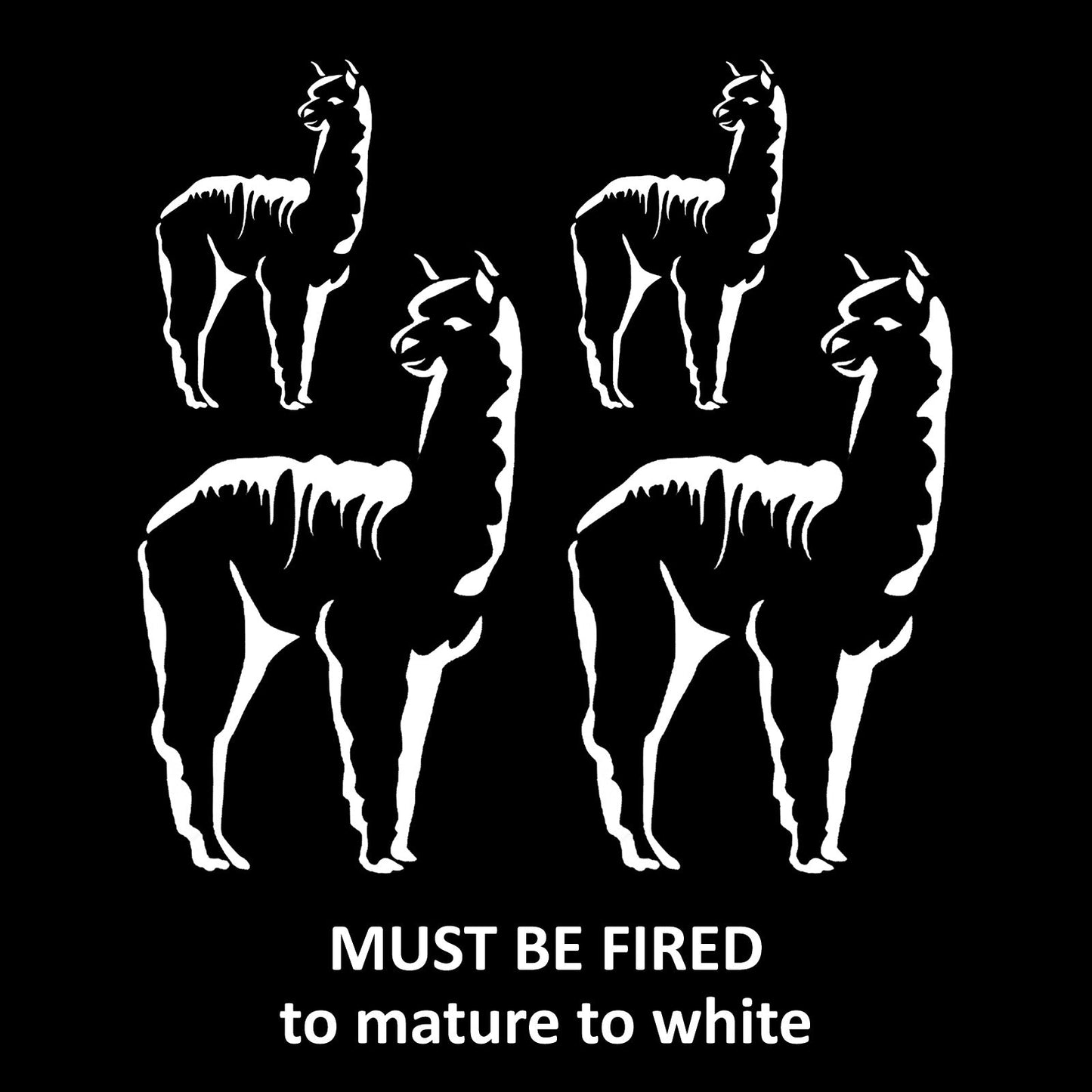 Alpaca 4 pcs White Fused Glass Decals