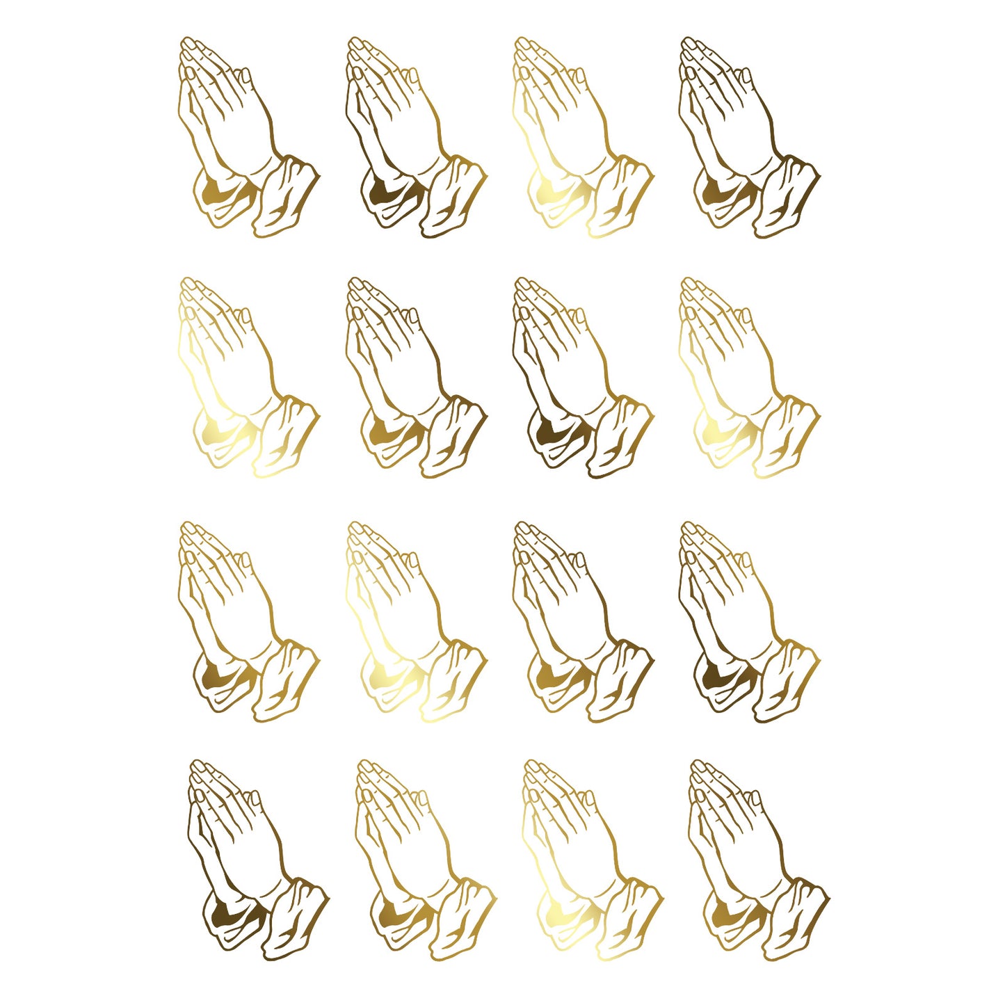 Praying Hands 16 pcs 1 Inch 22k Gold Fused Glass Decals