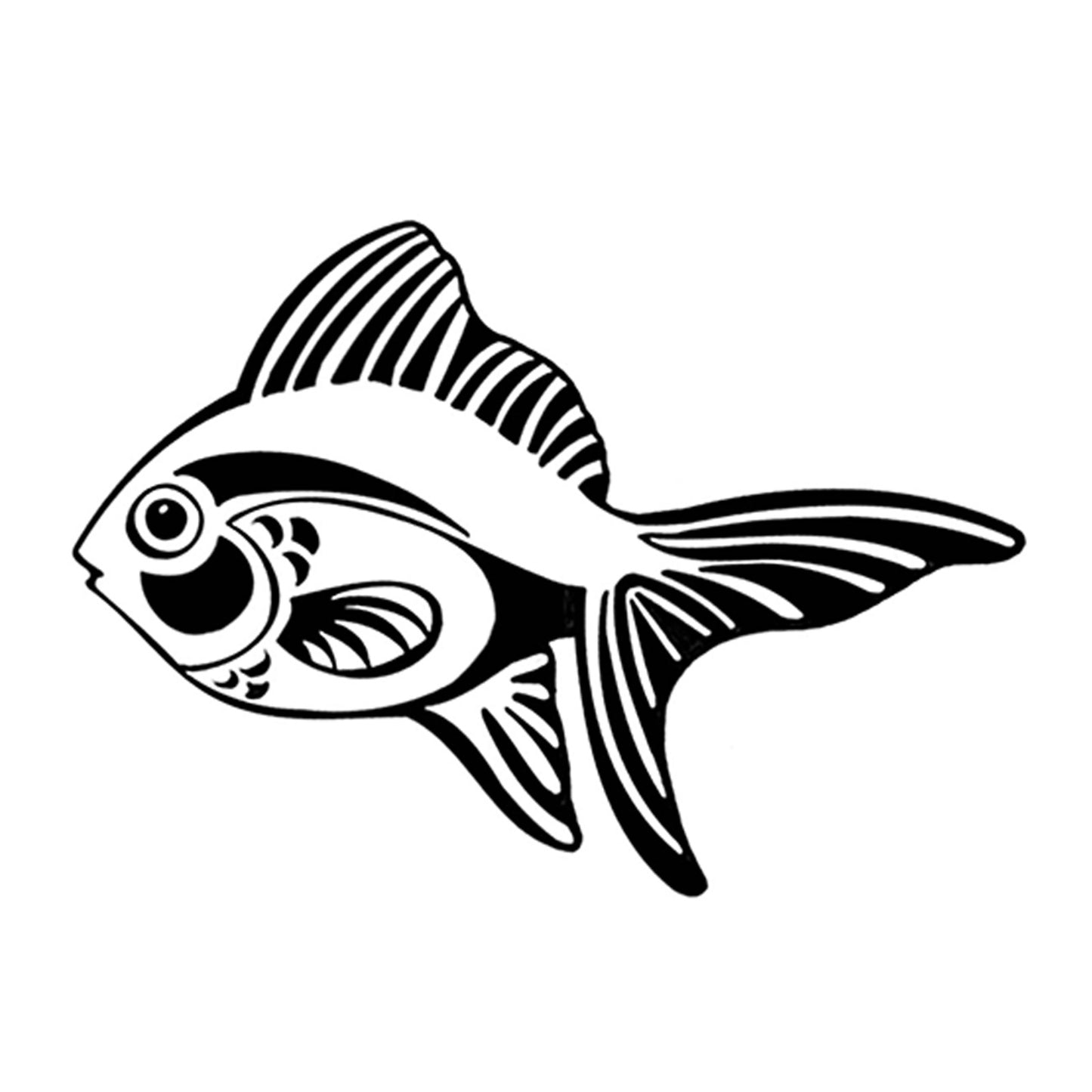 Fancy Fish 2 pcs 3.75 Inch Black Fused Glass Decals