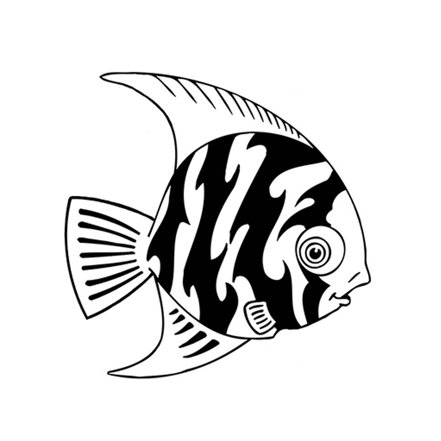 Angel Fish 2 pcs Black Fused Glass Decals