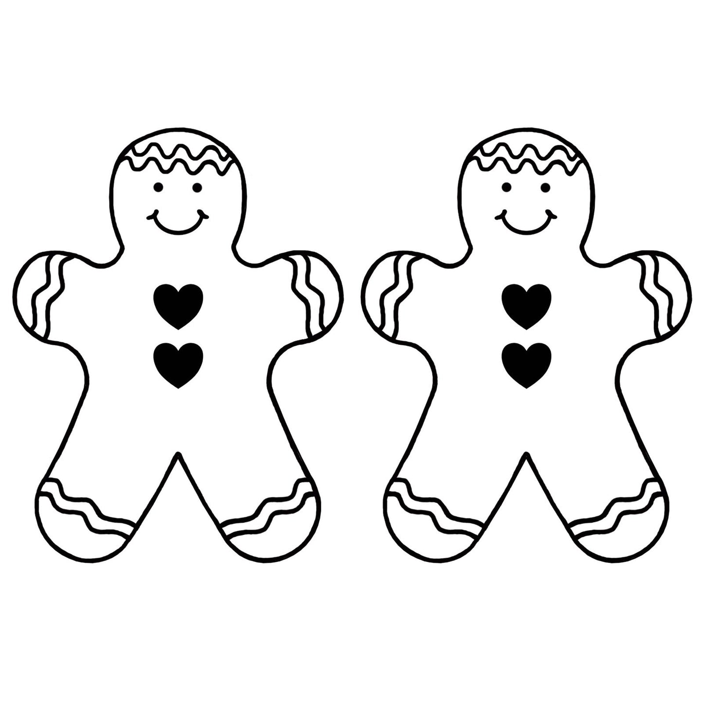 Gingerbread Boys 2 pcs 3 Inch Tall Black Fused Glass Decals
