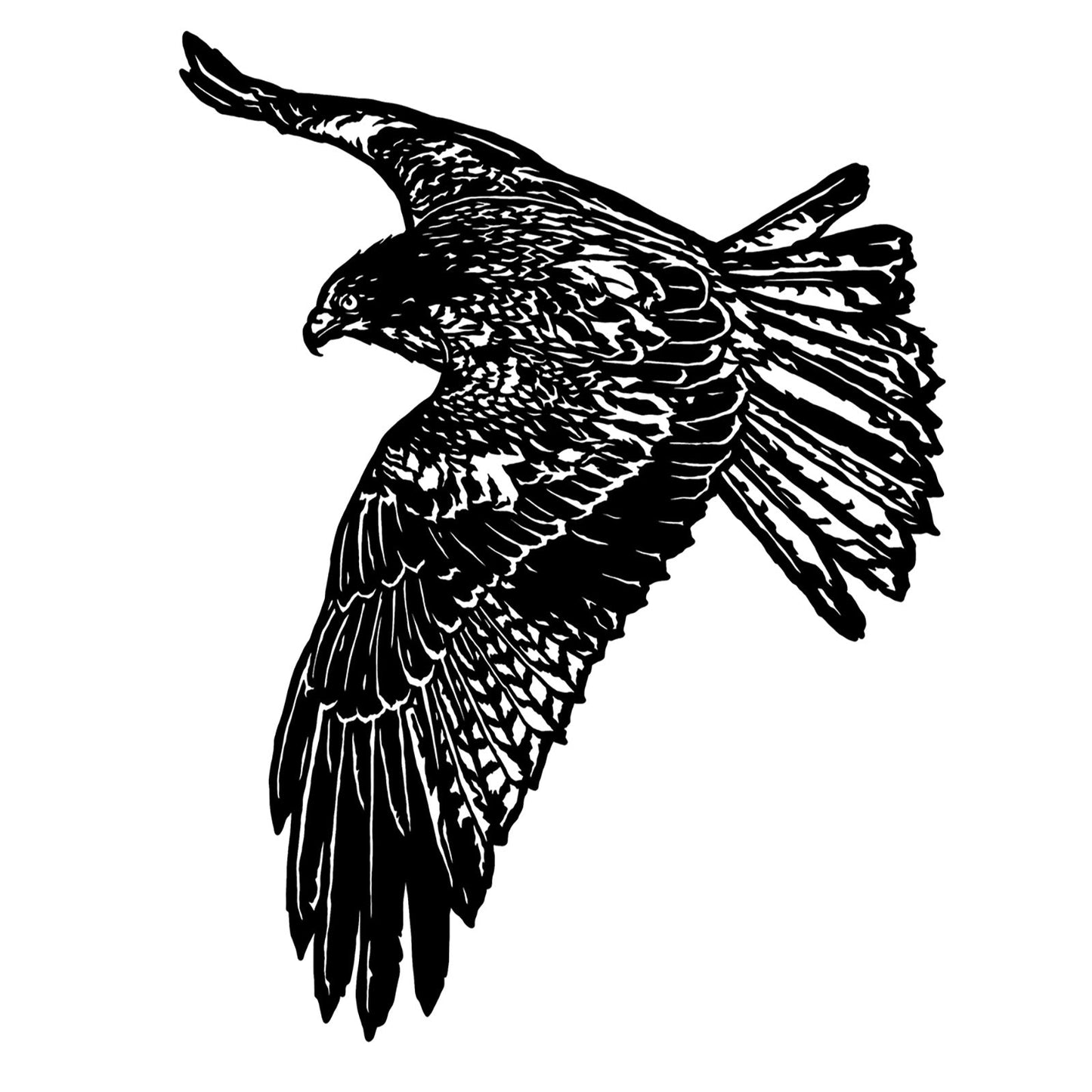 Majestic Hawk in Flight 2 pcs 4 Inch Black Fused Glass Decals