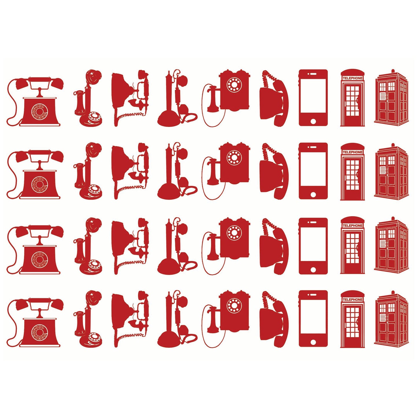 Telephones 36 pcs 1 Inch Red Fused Glass Decals