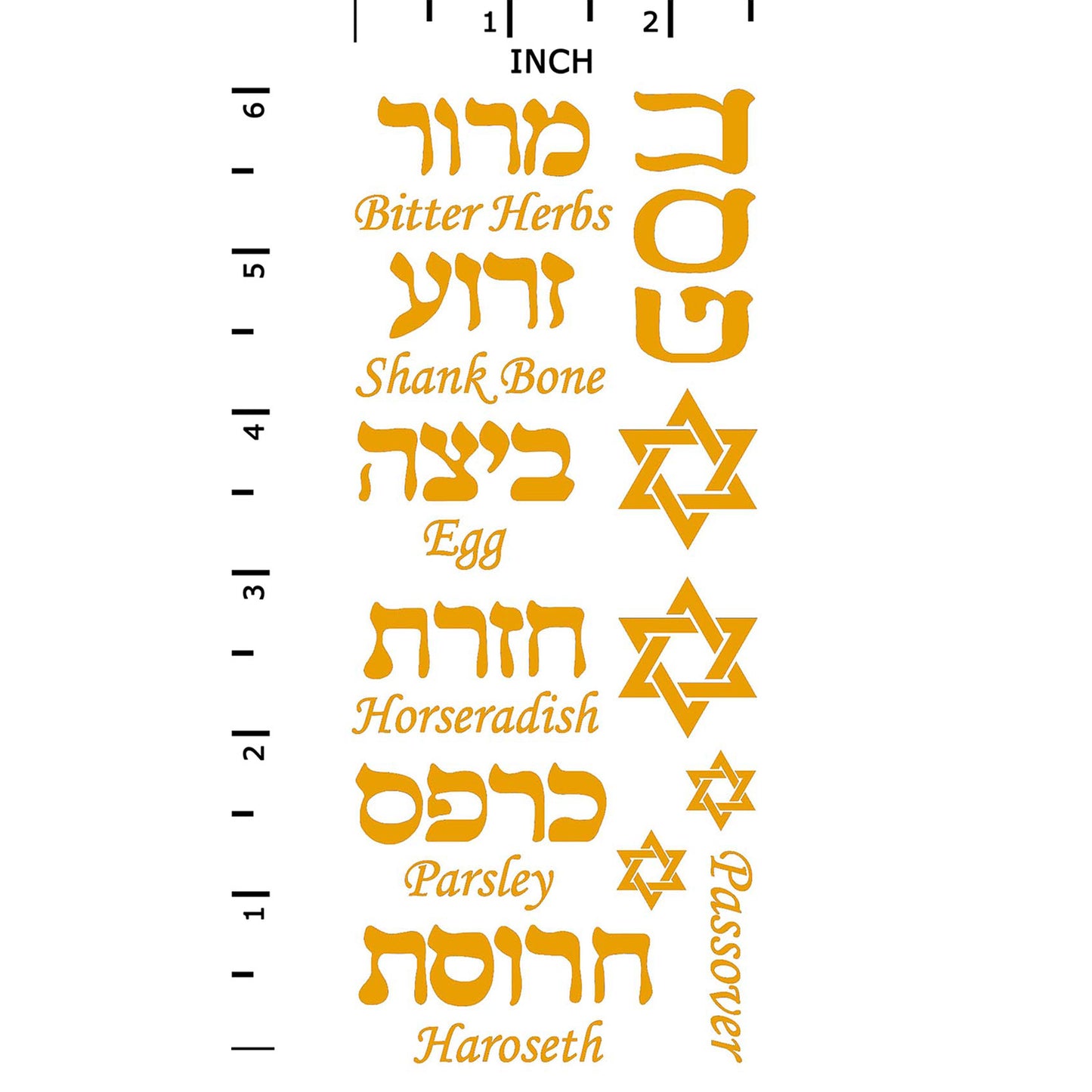 Seder Passover Star of David 12 pcs 22k Gold Fused Glass Decals