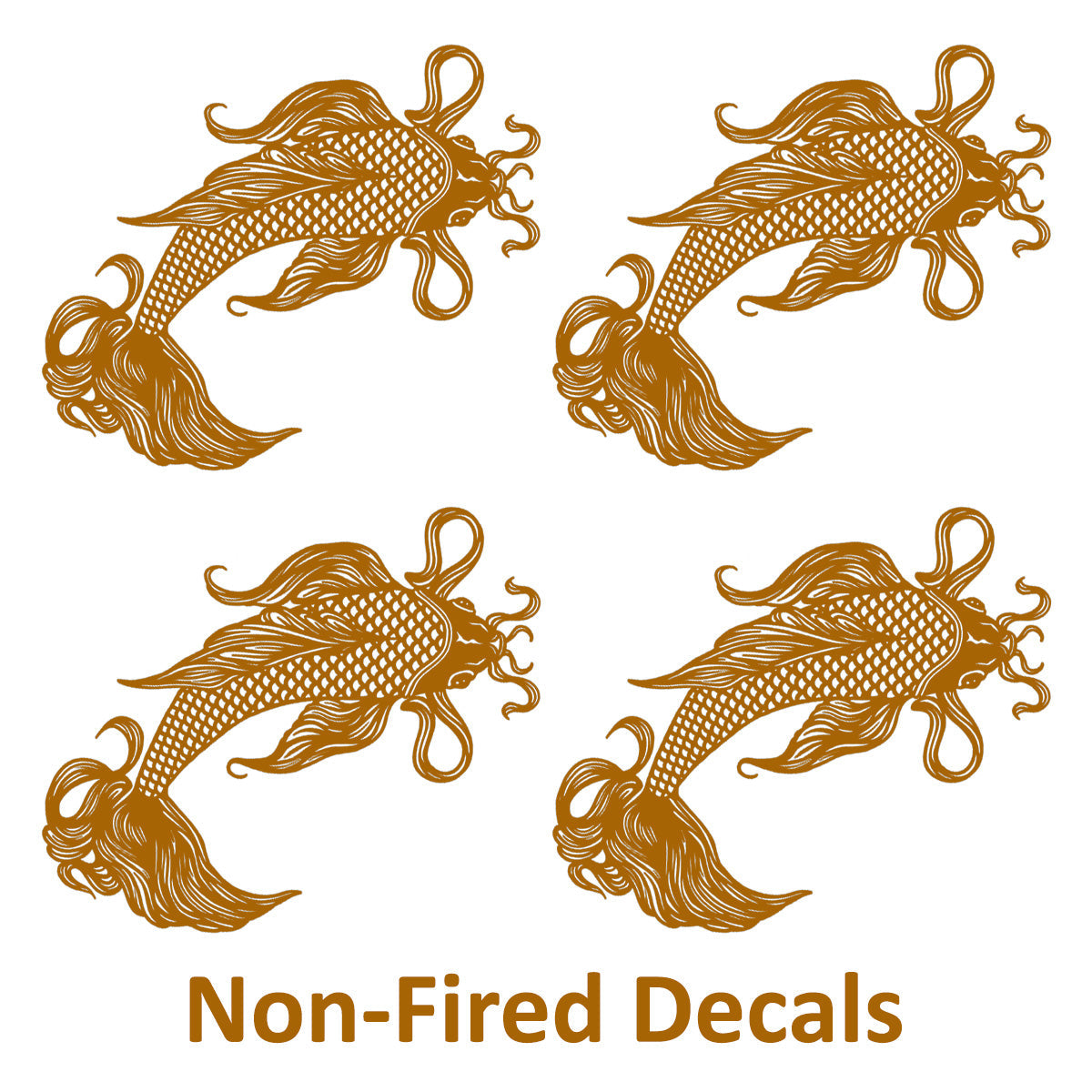Koi Fish 4 pcs 2 Inch 22k Gold Fused Glass Decals