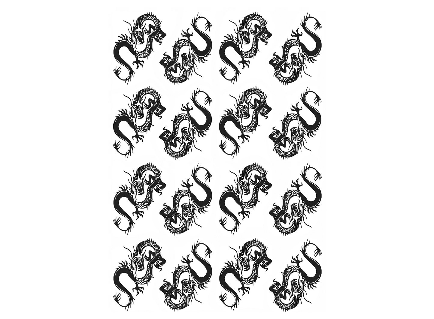 Chinese Dragon 12 pcs 1 Inch Black Fused Glass Decals