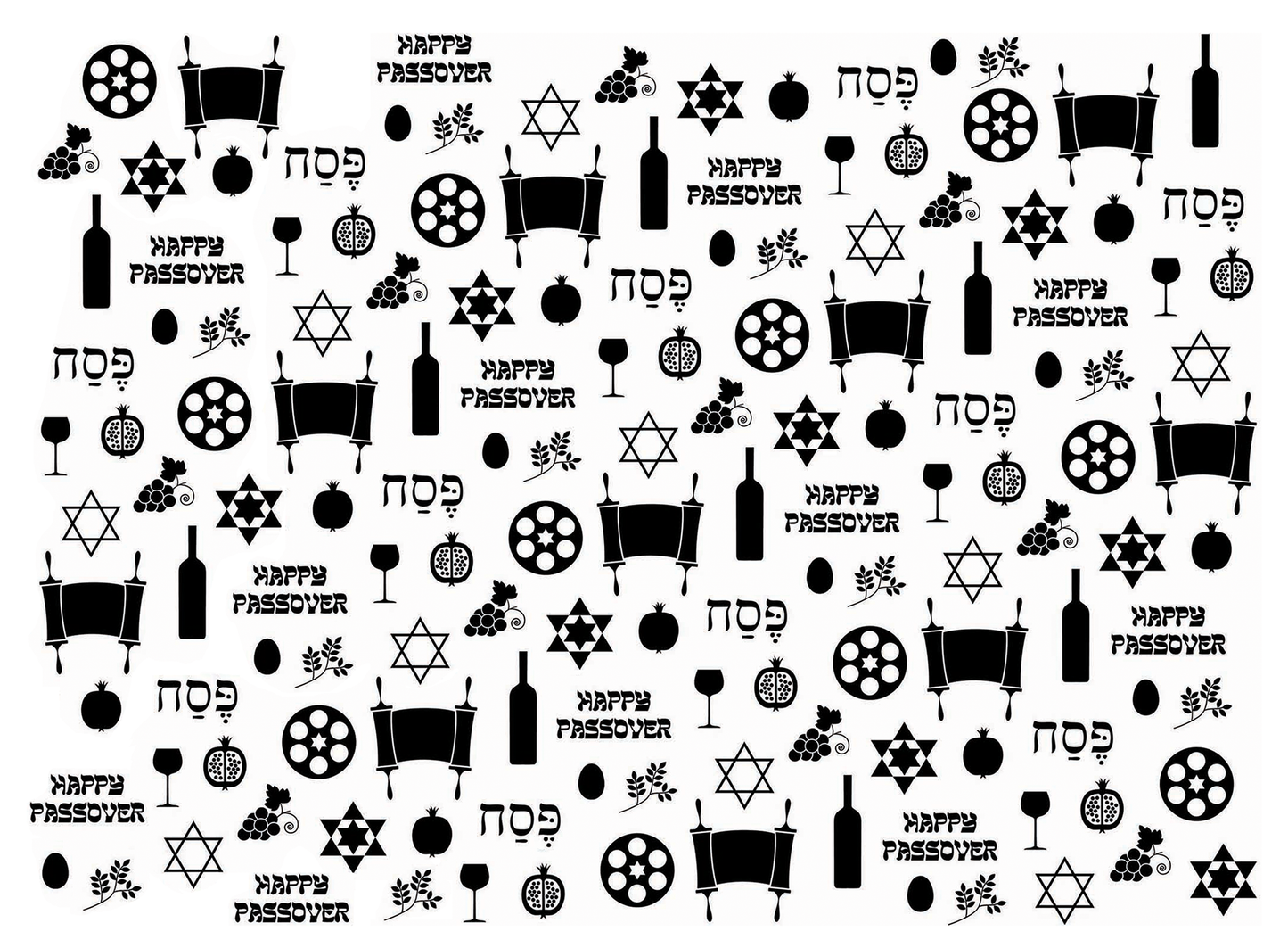 Seder Passover Chintz Black Fused Glass Decals