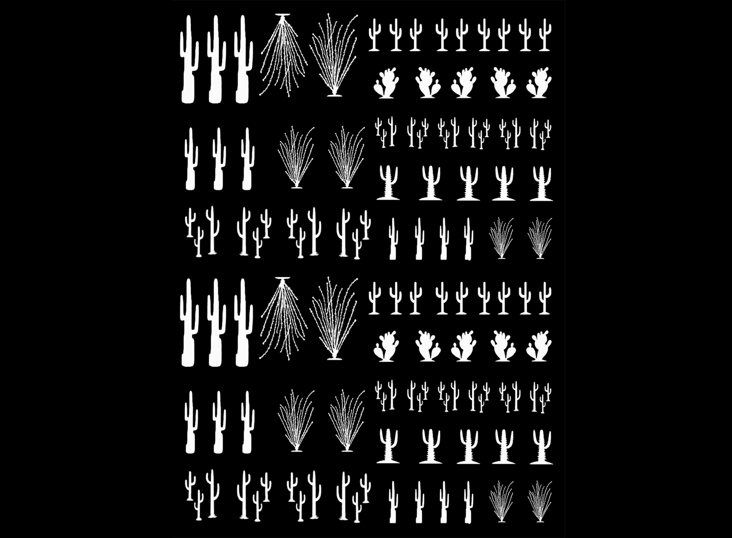 Mini Desert Cactus 90 pcs White Fused Glass Decals