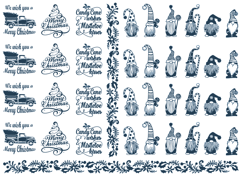 Christmas Bits Blue Fused Glass Decals