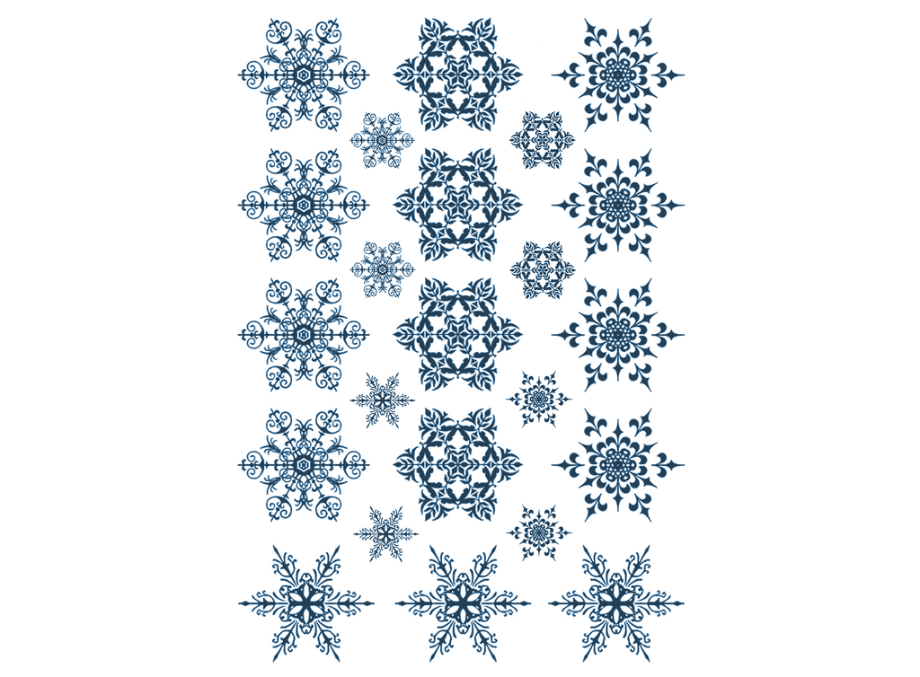 Snowflakes 23 pcs Blue Fused Glass Decals