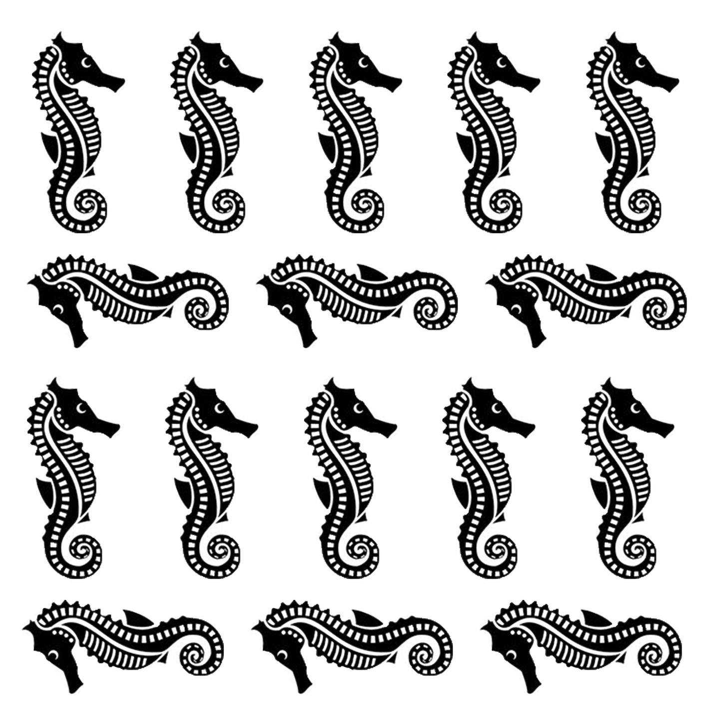 Seahorses 16 pcs 0.85 Inch Black Fused Glass Decals