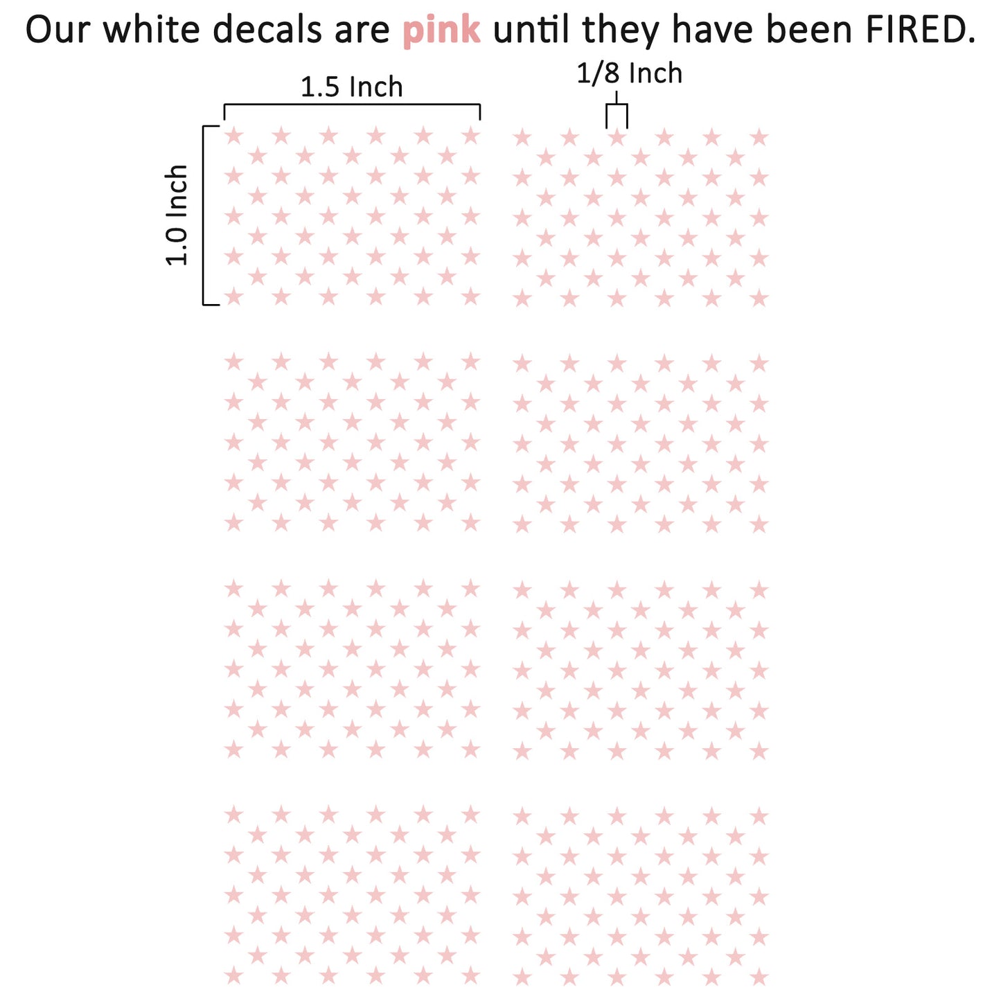 USA Flag Star Union 1.5 Inch White Fused Glass Decals