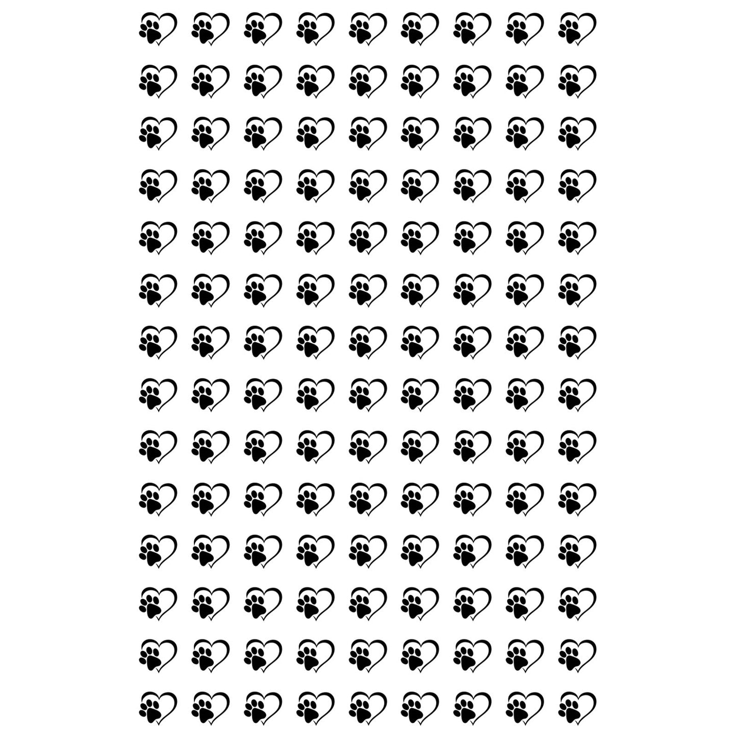 Tiny Heart Paw Prints 126 pcs 0.25 Inch Black Fused Glass