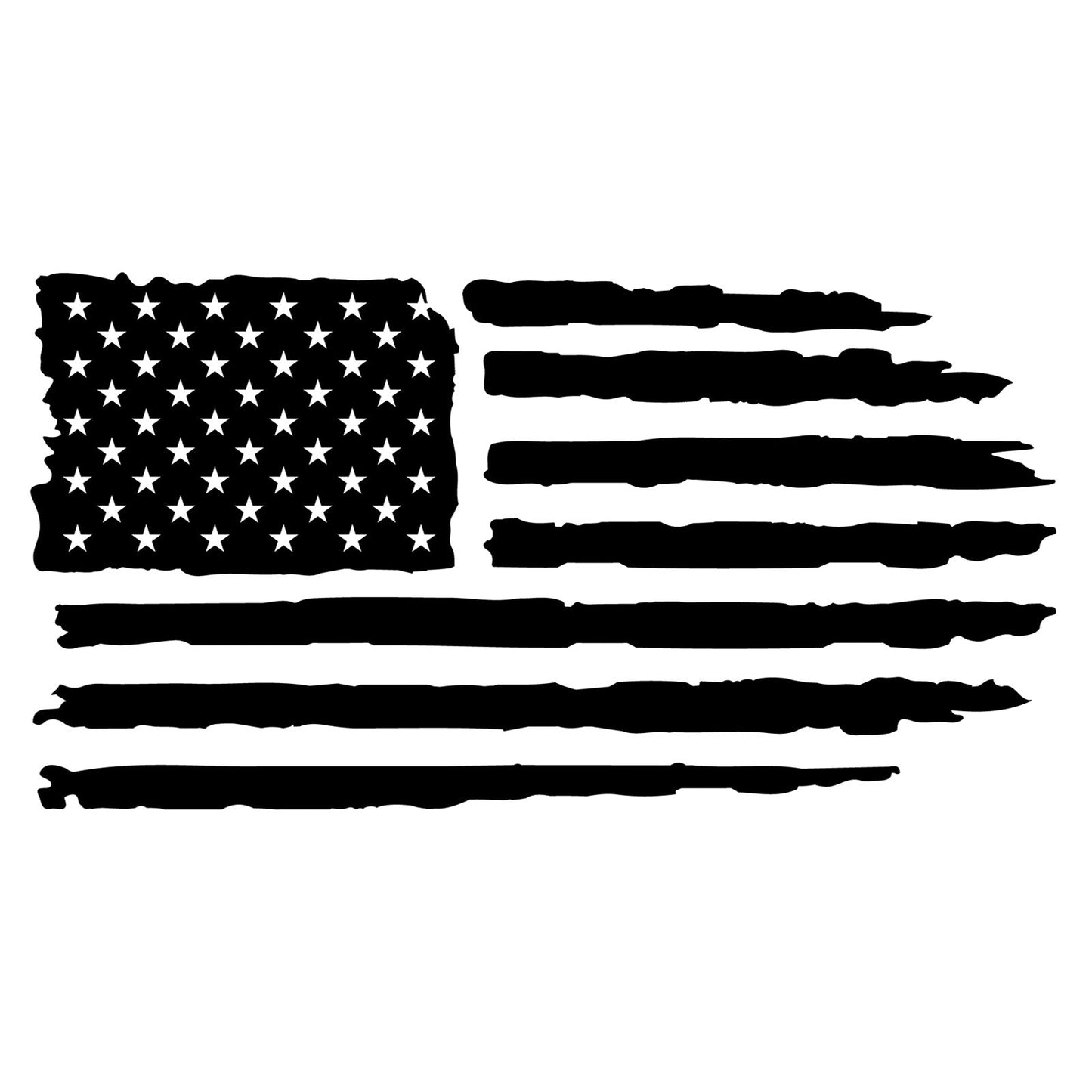 Battle-Worn American Flag 2 pcs 5.75 Inch Black Fused Glass Decals