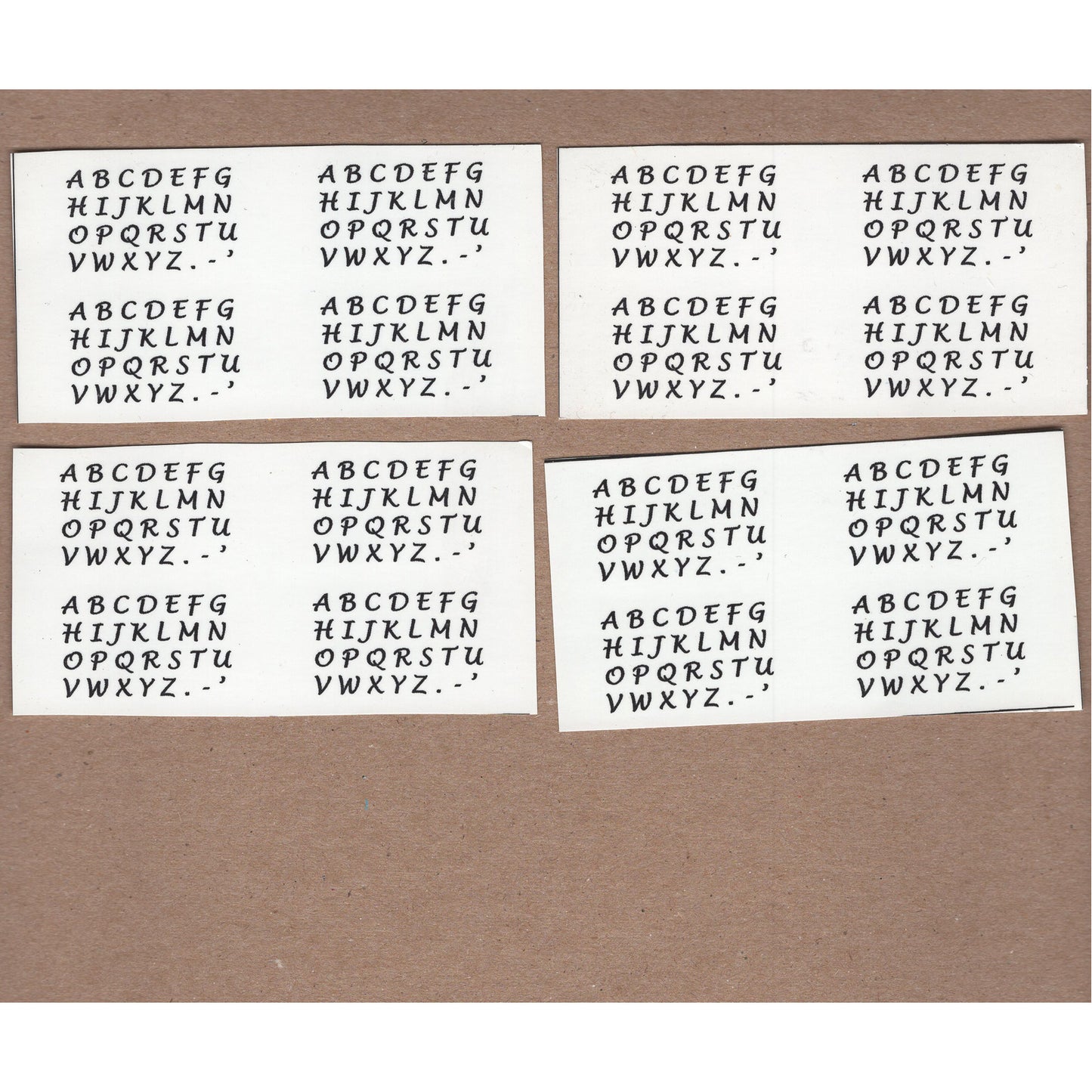 Lucida Handwriting Font Letters 464 pcs (4 cards) 3/16 Inch Black Fused Glass Decals