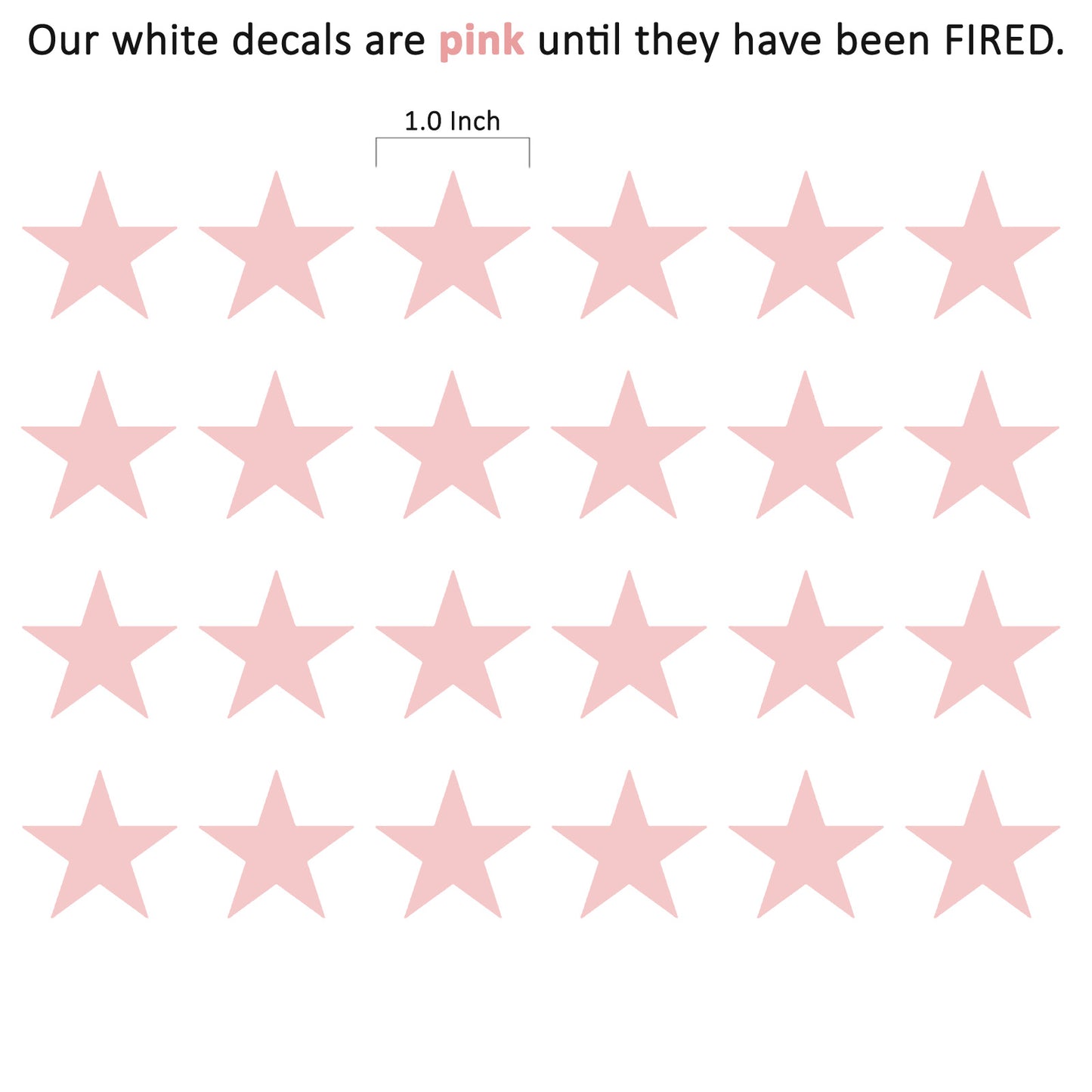 Canton Stars 1 Inch 24 pcs White Fused Glass Decals