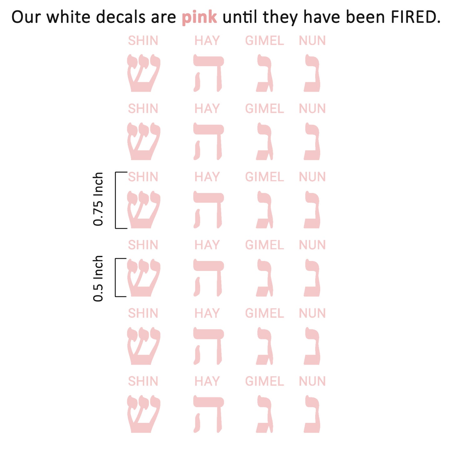 Dreidel Nes Gadol Haya Sham Ezra Font 6 sets 0.5 Inch Tall White Fused Glass Decals