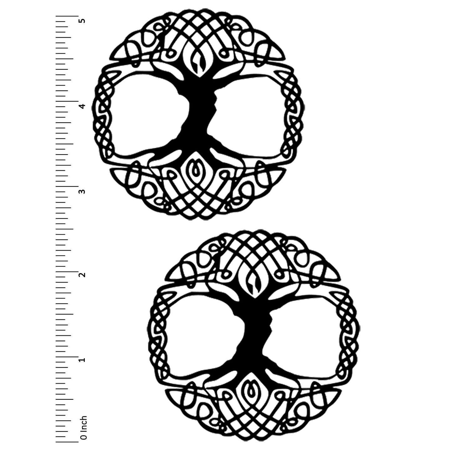 Tree of Life Full Circle 2 pcs 2.5 Inch Black Fused Glass Decals