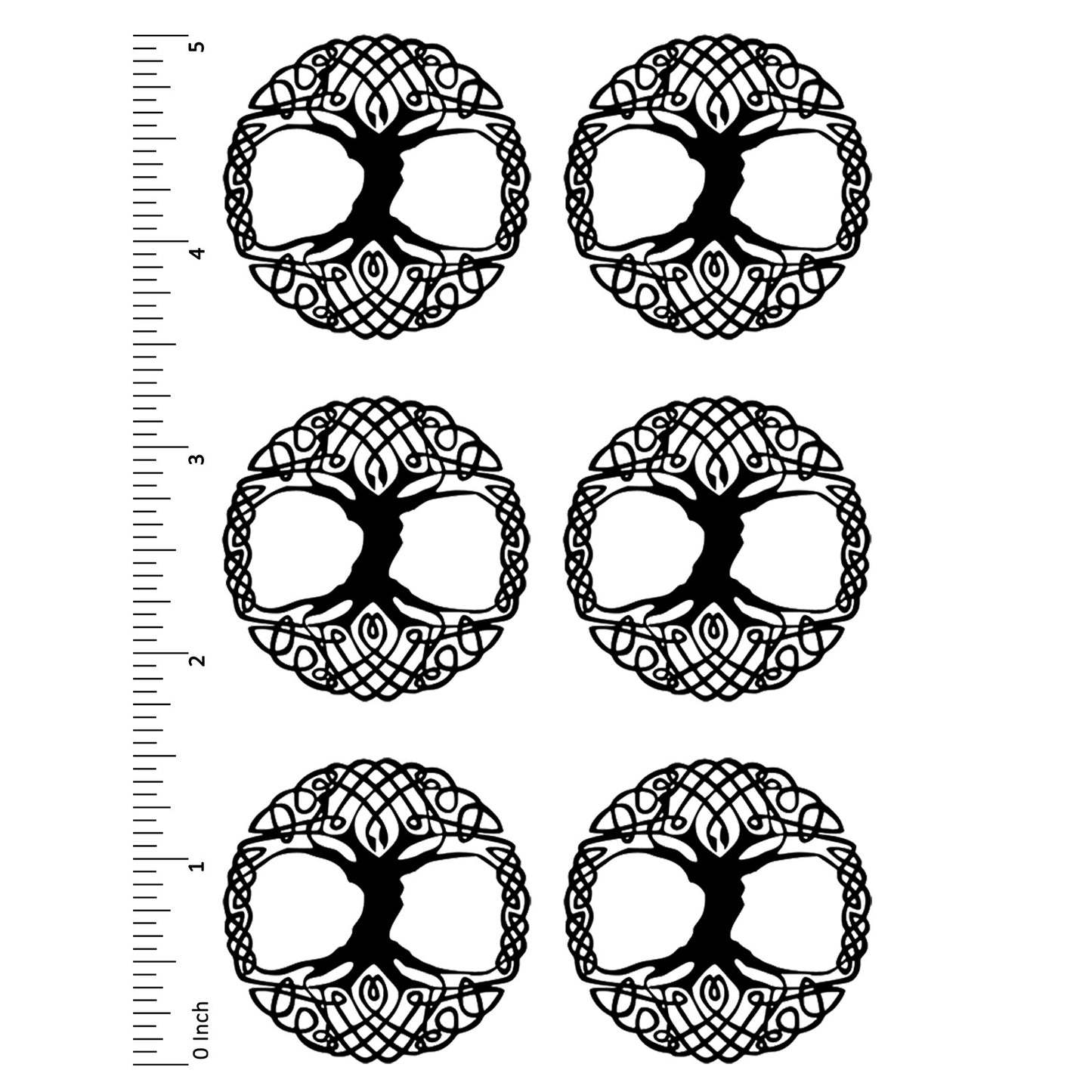 Tree of Life Full Circle 6 pcs 1.5 Inch Black Fused Glass Decals