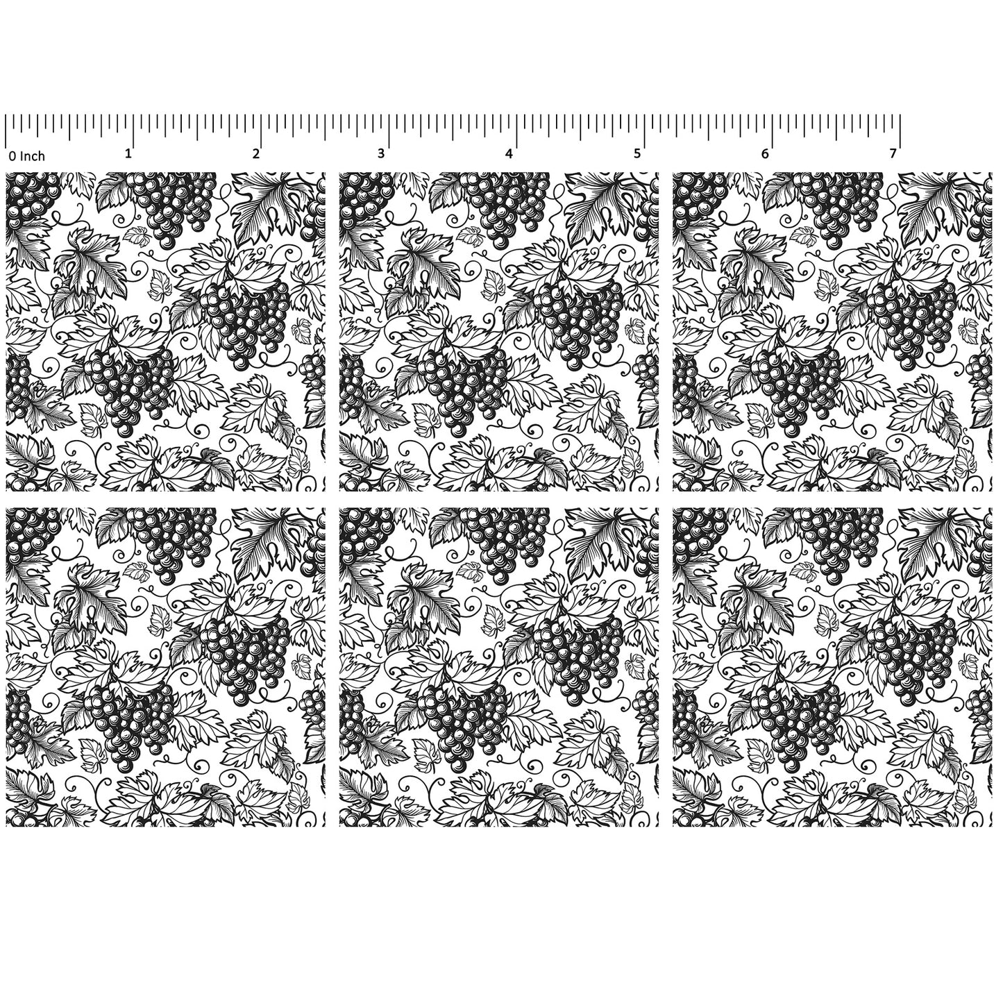 Grapes Tiles 6 pcs 2.5 Inch Black Fused Glass Decals