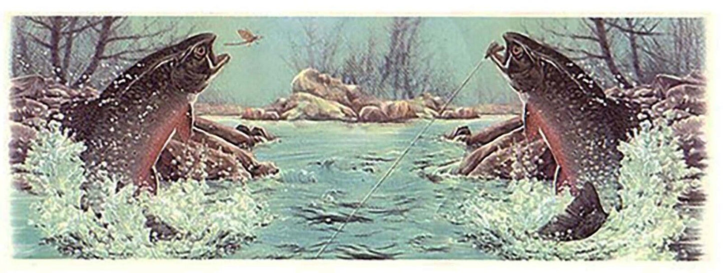 Trout Fish River Wrap Wraparound 8-1/2" X 3" Overglaze Waterslide Ceramic Decal