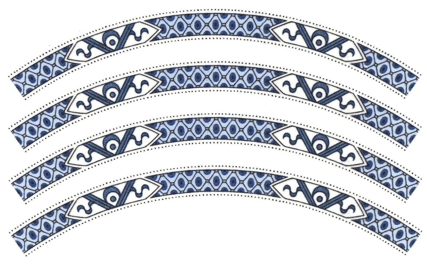 Blue Willow Dragon Border 4 pcs 5.75 X 1.5" Overglaze Waterslide Ceramic Decals