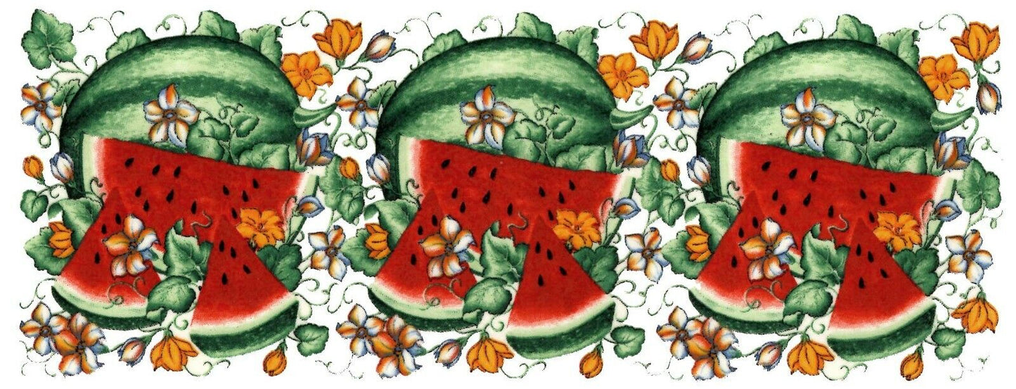 Watermelon Garden Mug Cup Wrap 8" X 3" Overglaze Waterslide Ceramic Decal