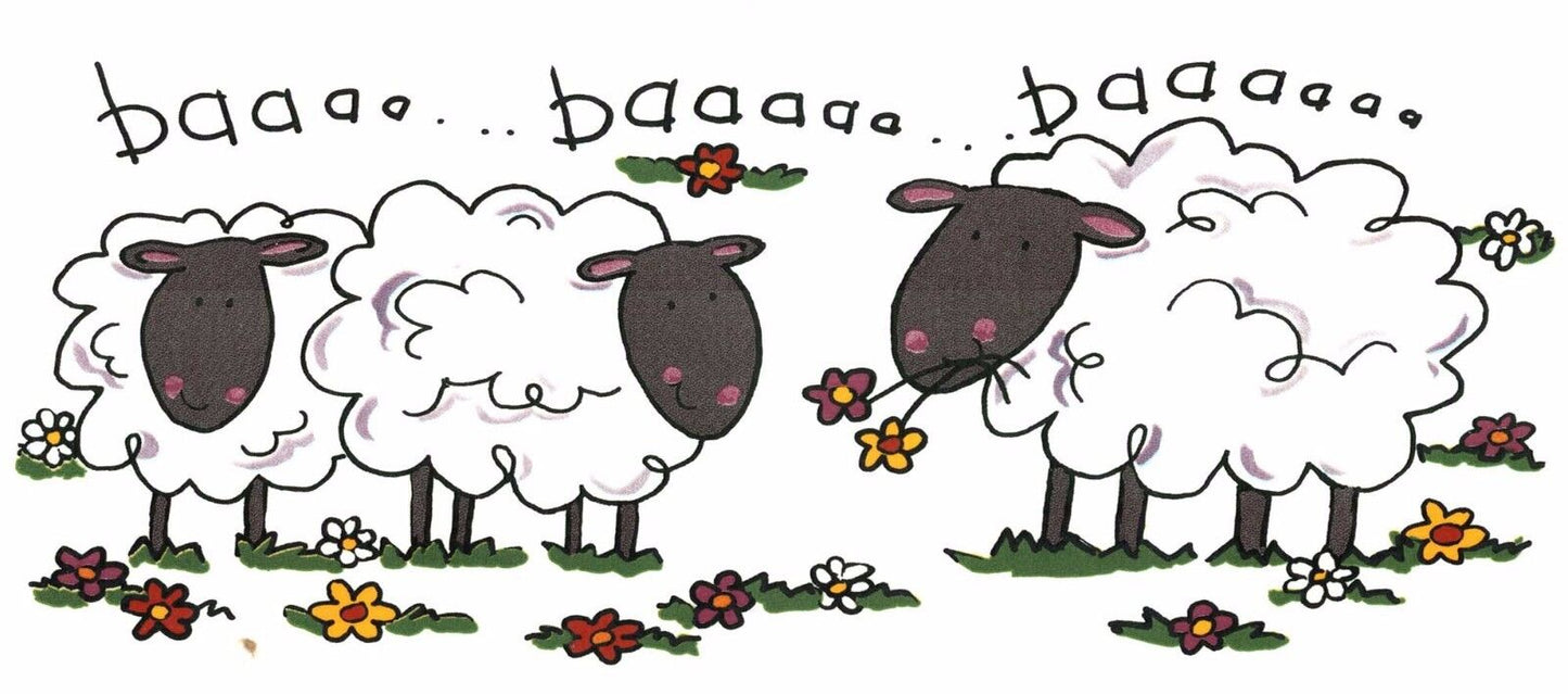 Happy Sheep Wrap Wraparound 7.75 x 3 Inch 1 pc Overglaze Waterslide Ceramic Decal