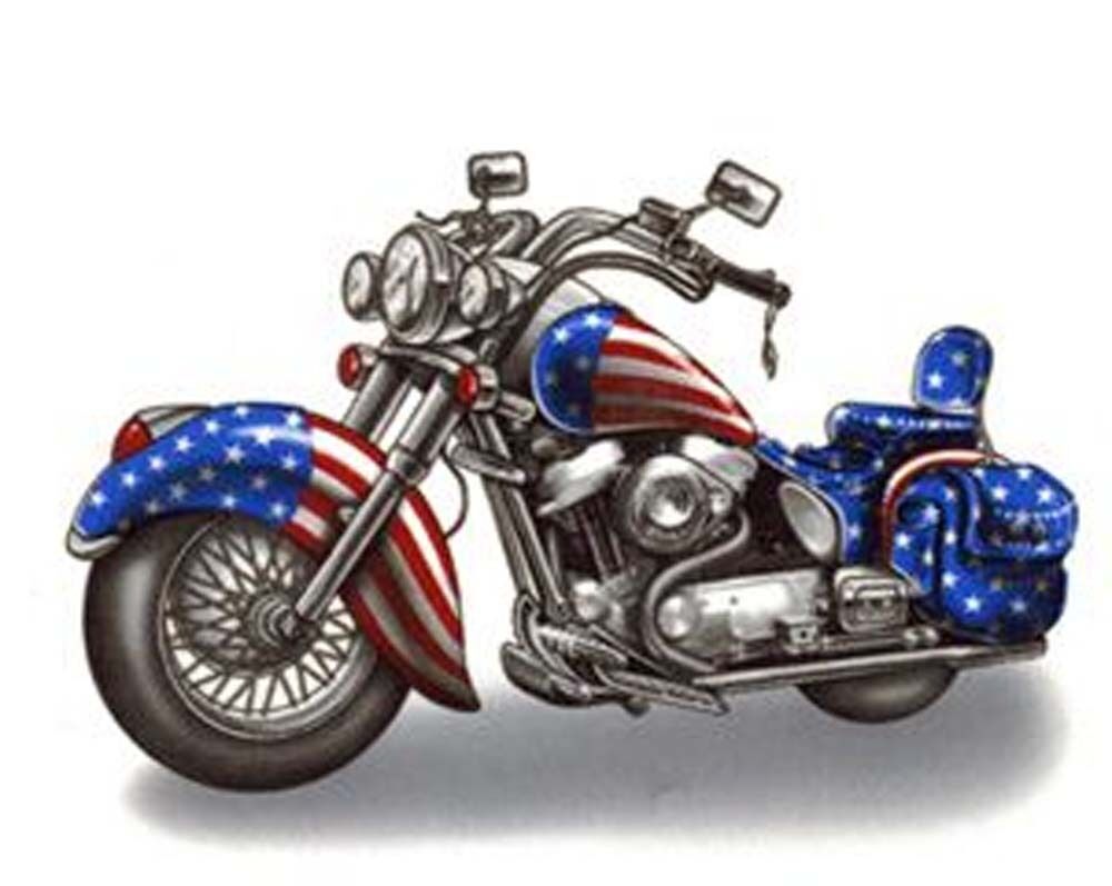 American USA Flag Motorcycle Overglaze Waterslide Ceramic Decals