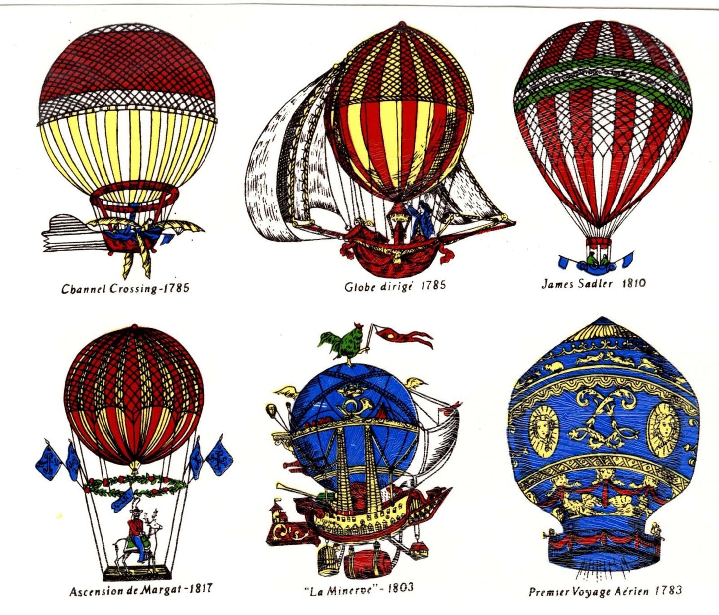 Hot Air Balloon 6 pcs 2" Waterslide Ceramic Decals