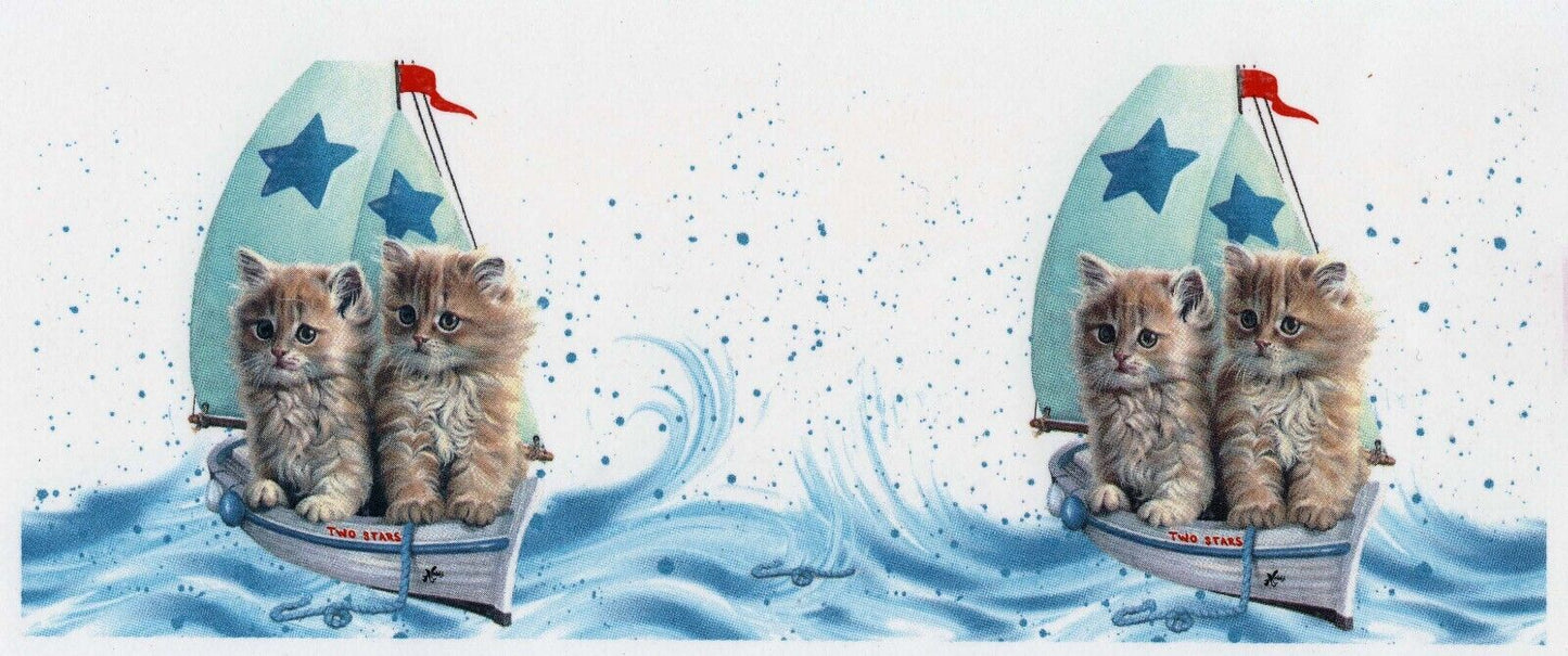 Sailing Kittens Mug Cup Wrap 8-3/4" X 3-1/2" Overglaze Waterslide Ceramic Decal
