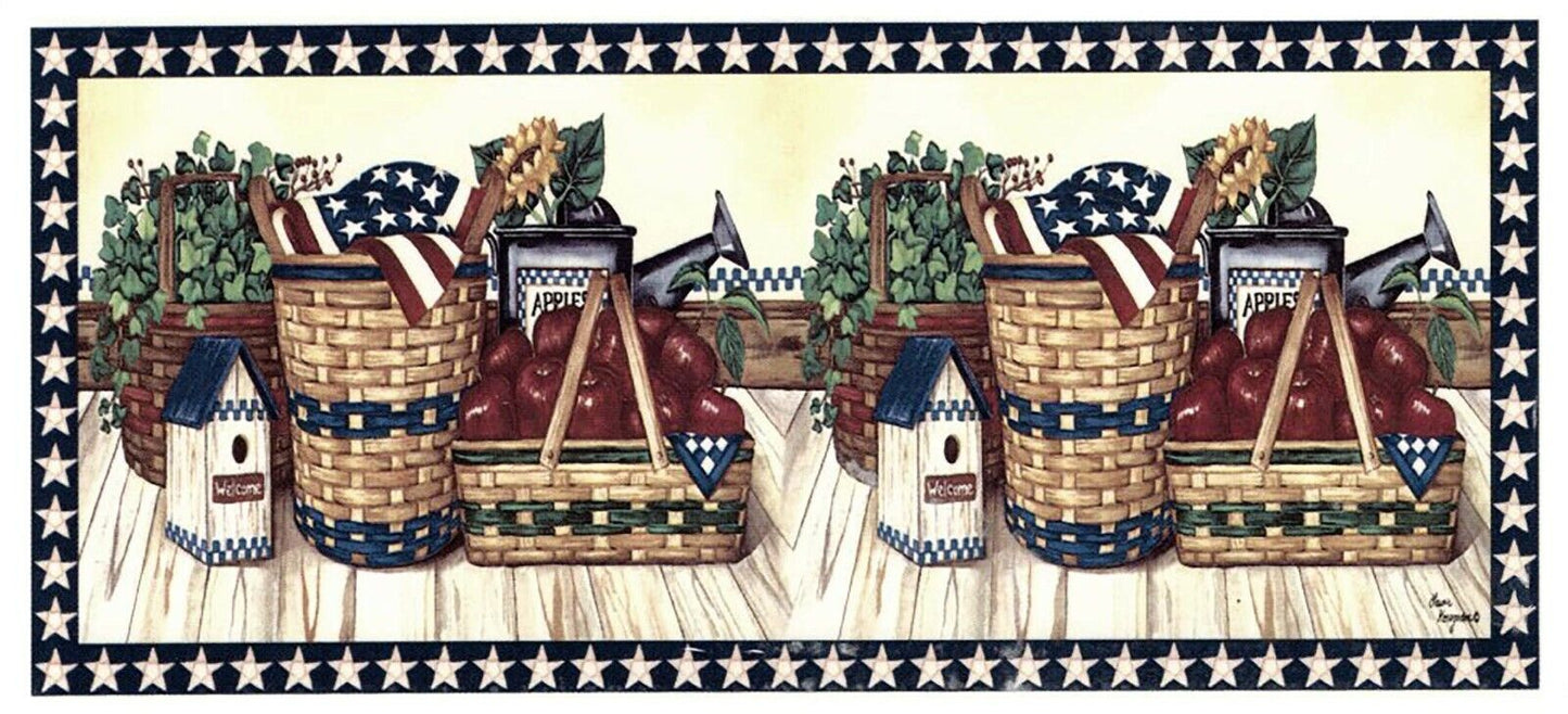 Americana Flag Ivy Mug Wrap 7.75 X 3.5" Overglaze Waterslide Ceramic Decal