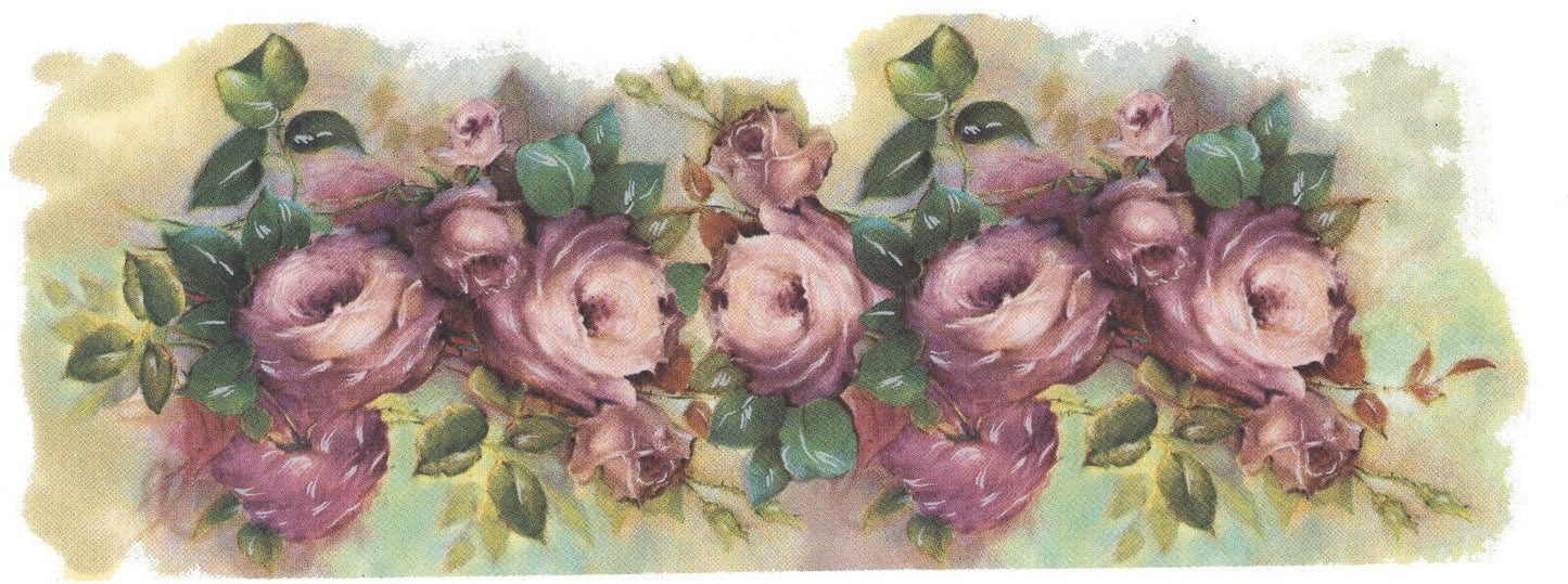 Wild Pink Rose Flower Wrap Wraparound 1 pc 8-1/4" X 3" Waterslide Ceramic Decal