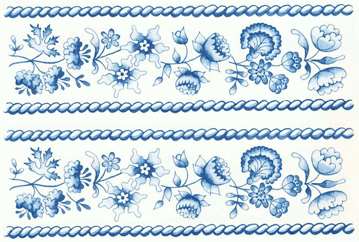 Blue Harmony Flower Border 2 pcs 6 x 1.75 Inch Waterslide Ceramic Decals