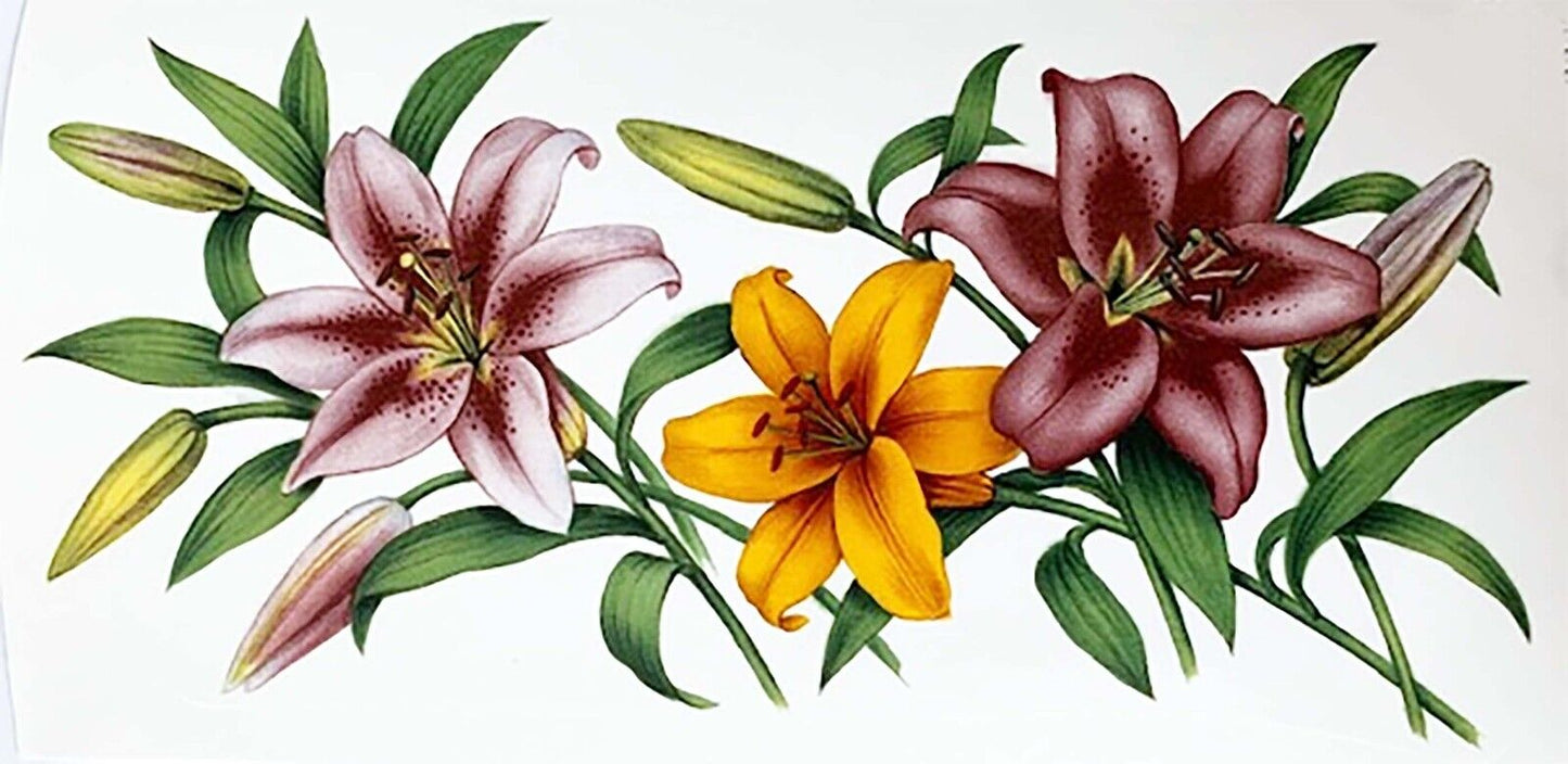 Tiger Lily Flower Wrap Wraparound 7.5 X 3.5" Overglaze Waterslide Ceramic Decal