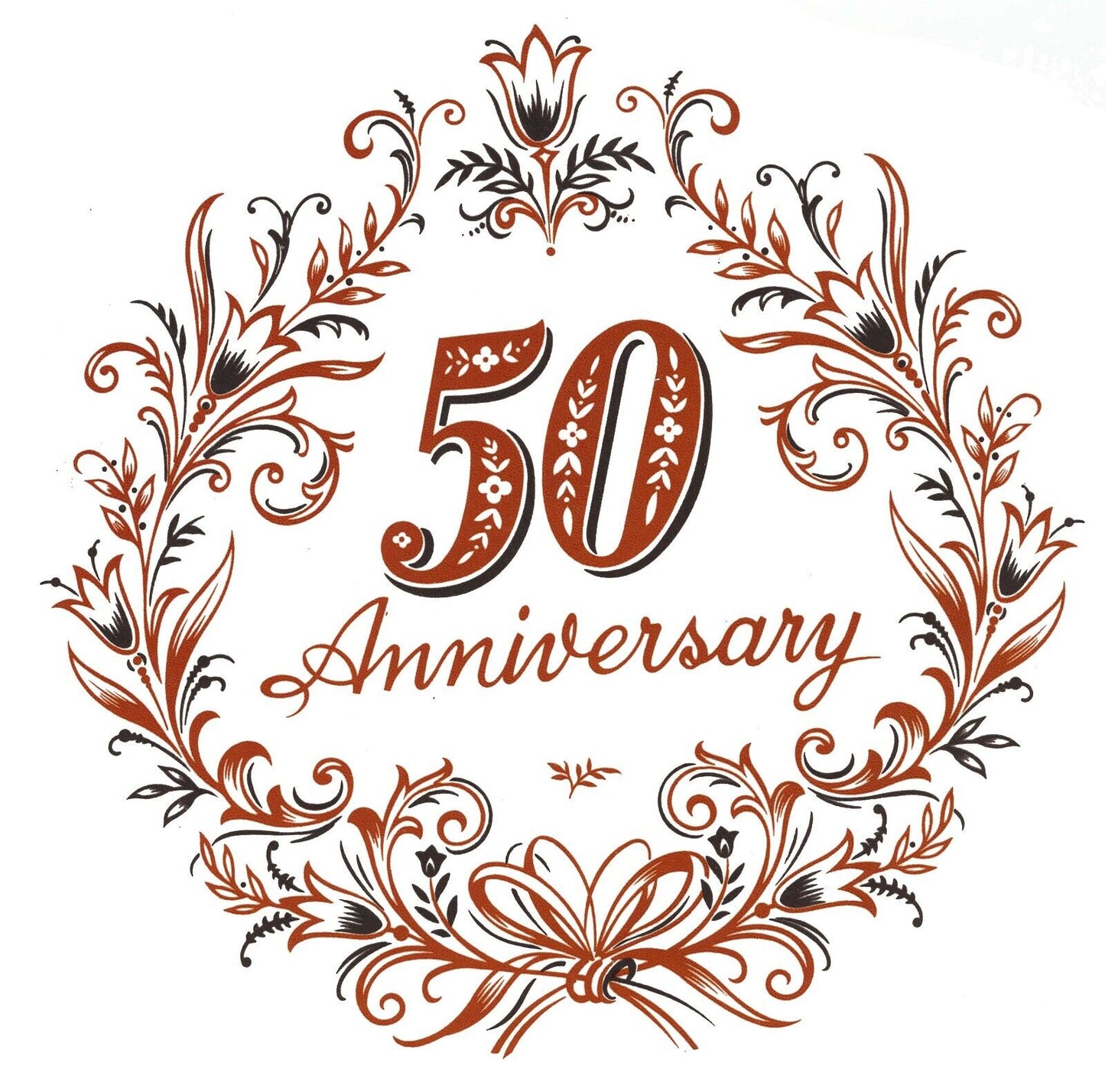 50th Anniversary Gold Black Select-Size Waterslide Ceramic Decals