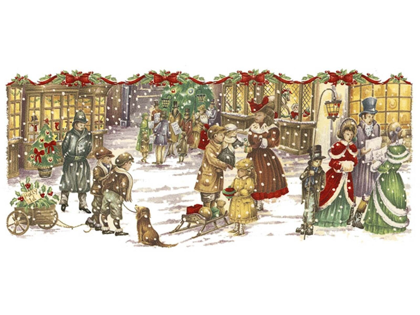 Victorian Christmas Mug Cup Wrap 7.5 X 3.5" Overglaze Waterslide Ceramic Decal