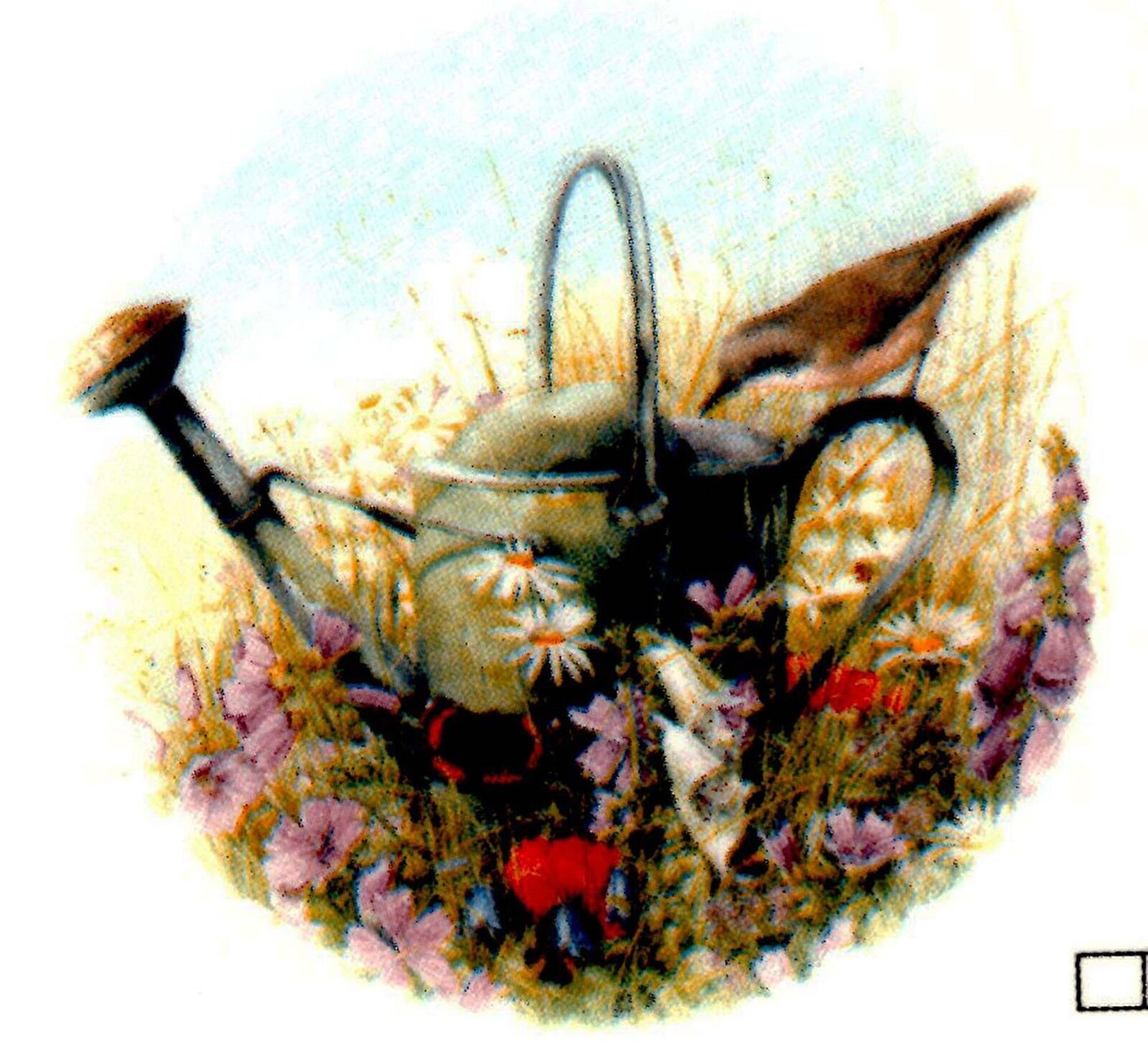 Watering Can Flower Sparrow 4 pcs 1-3/4" Waterslide Ceramic Decals