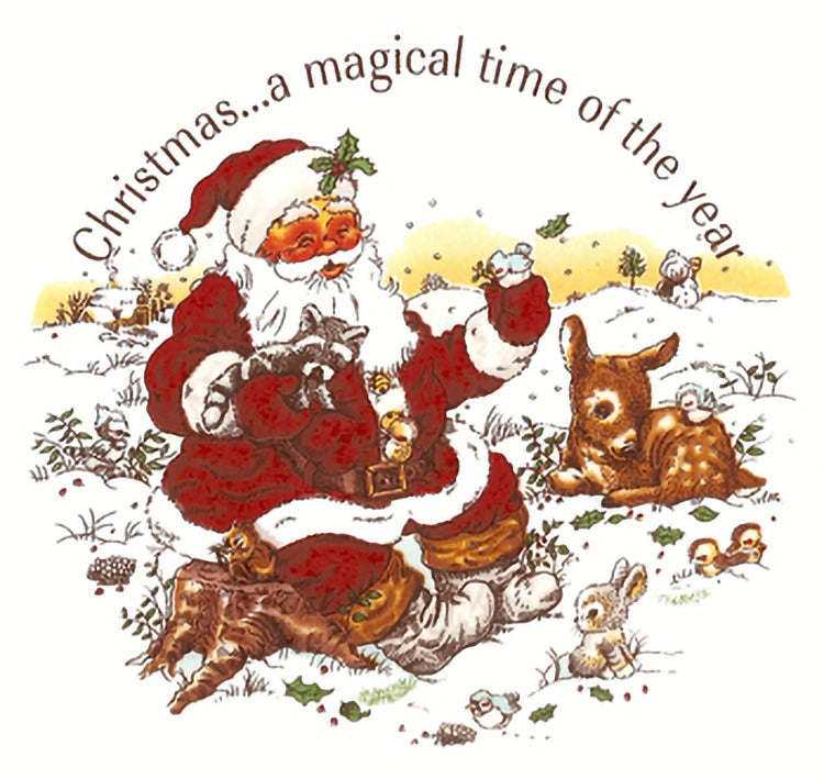 Christmas Santa Claus Deer Magical Time 1 pc 7" Waterslide Ceramic Decal