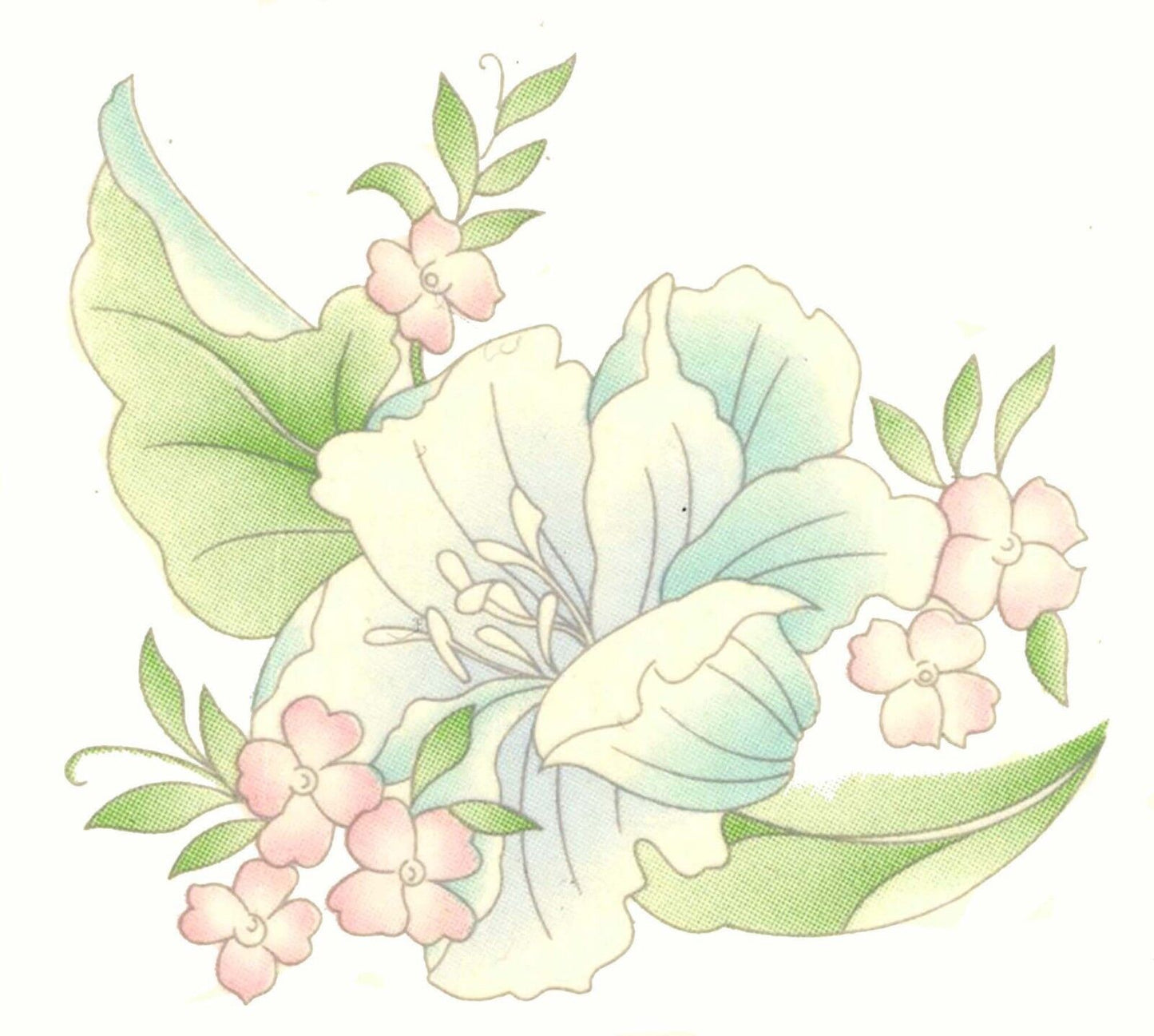4 Pastel Blue Pink Green Flower 3.5 X 2.25" Overglaze Waterslide Ceramic Decals