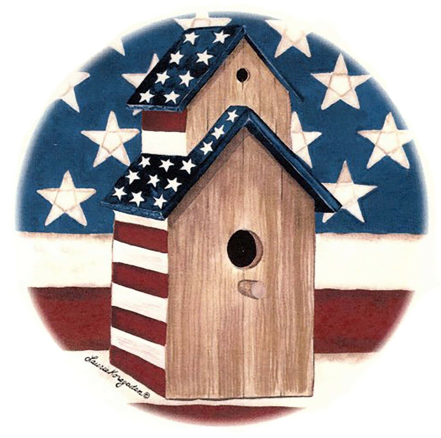 USA American Flag Birdhouse 2 pcs 4" Overglaze Waterslide Ceramic Decals
