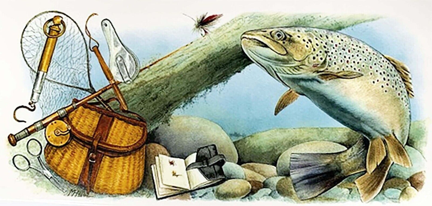 Trout Fish Flower Wrap Wraparound 7.5 X 3.5" Overglaze Waterslide Ceramic Decal