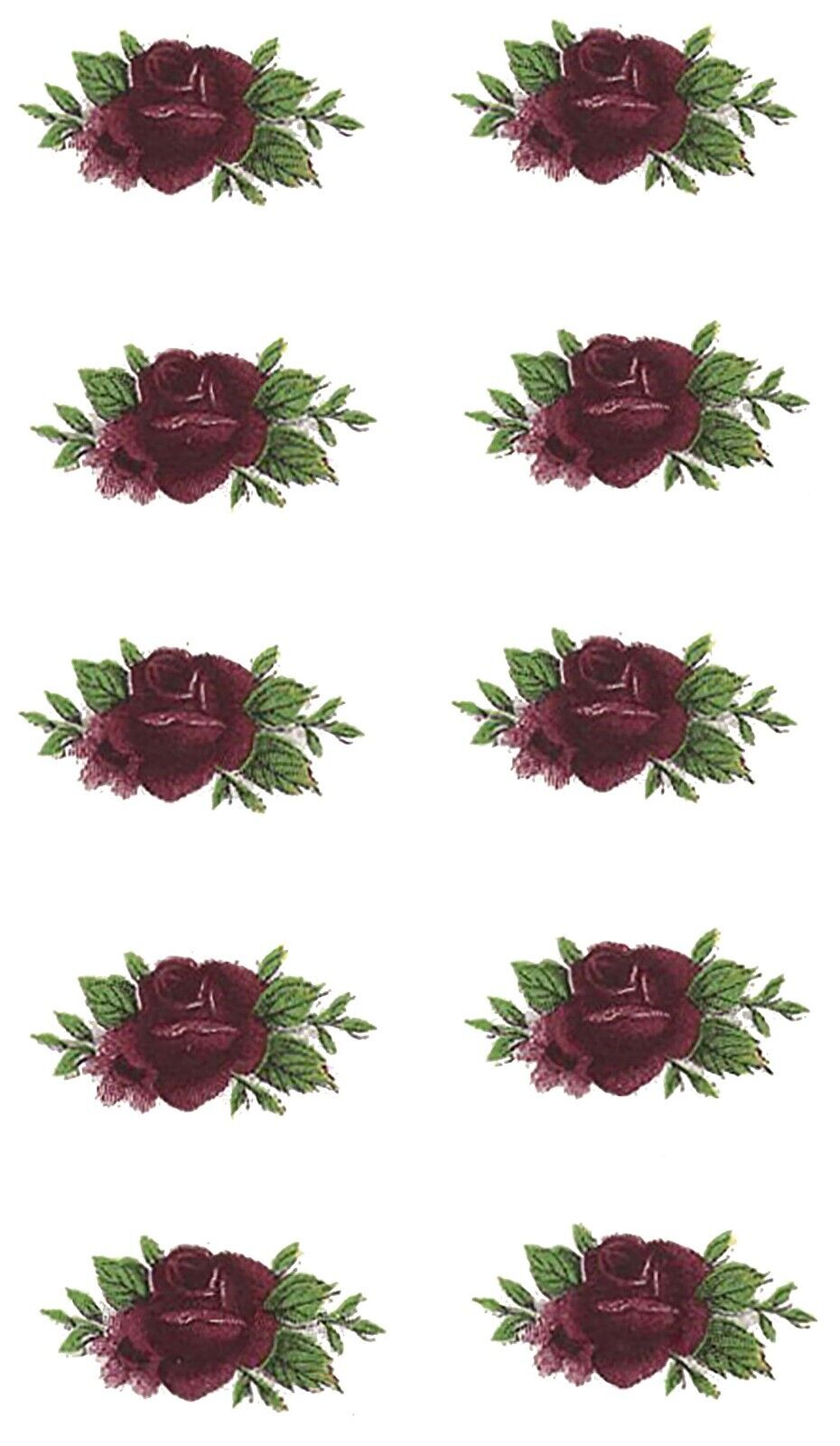 Burgundy Rose Flower Bits Waterslide Ceramic Decals