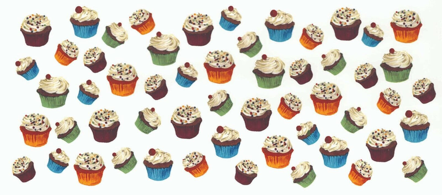 Frosted Cupcake Mug Cup Wrap 7.5 X 3.25" Overglaze Waterslide Ceramic Decal