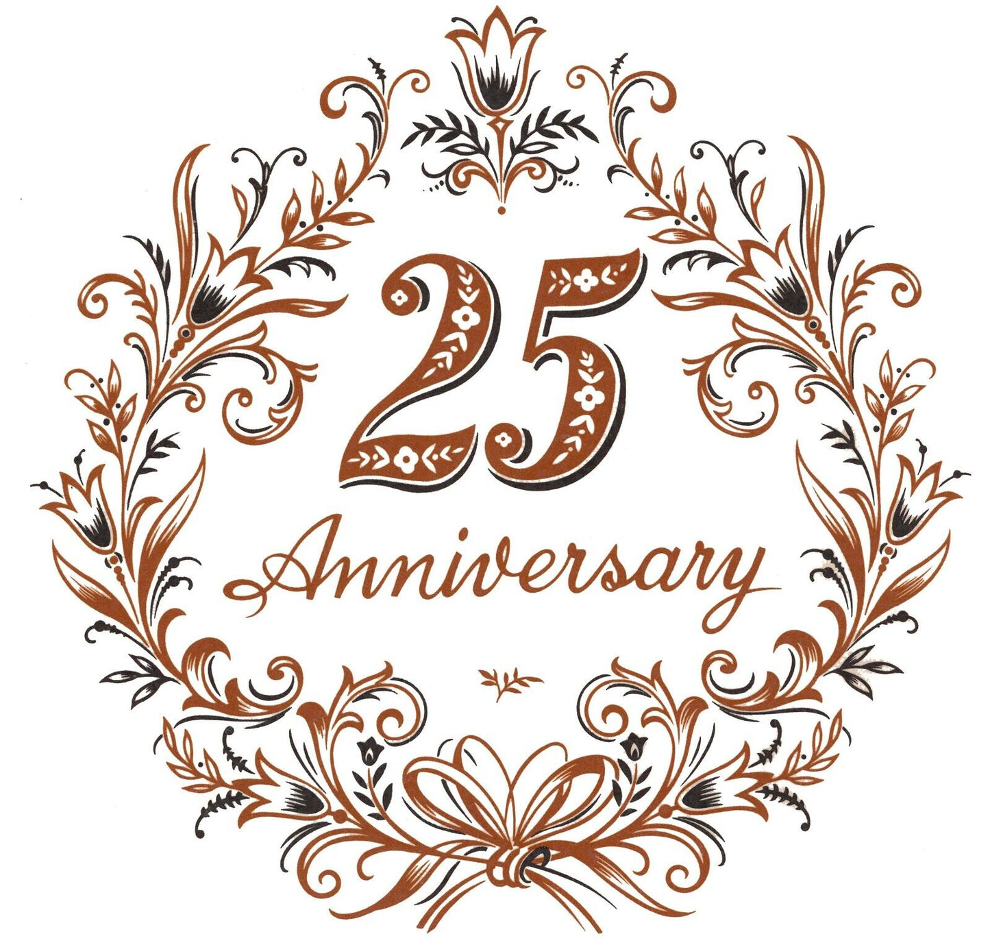 25th Anniversary Gold Black Select-Size Waterslide Ceramic Decals