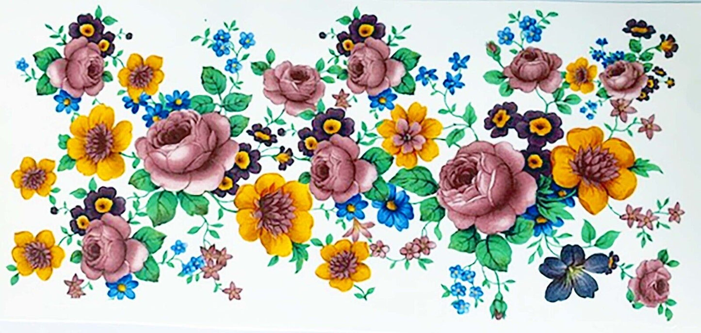Rochingham Rose Wraparound 7.5 X 3.5" Overglaze Waterslide Ceramic Decal
