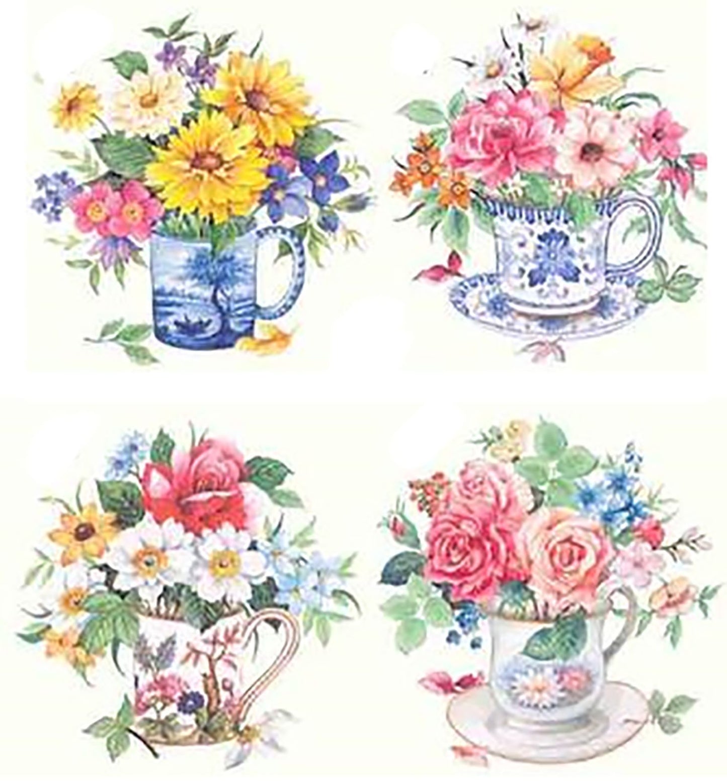 Teacup Saucer Flowers Waterslide Ceramic Decals