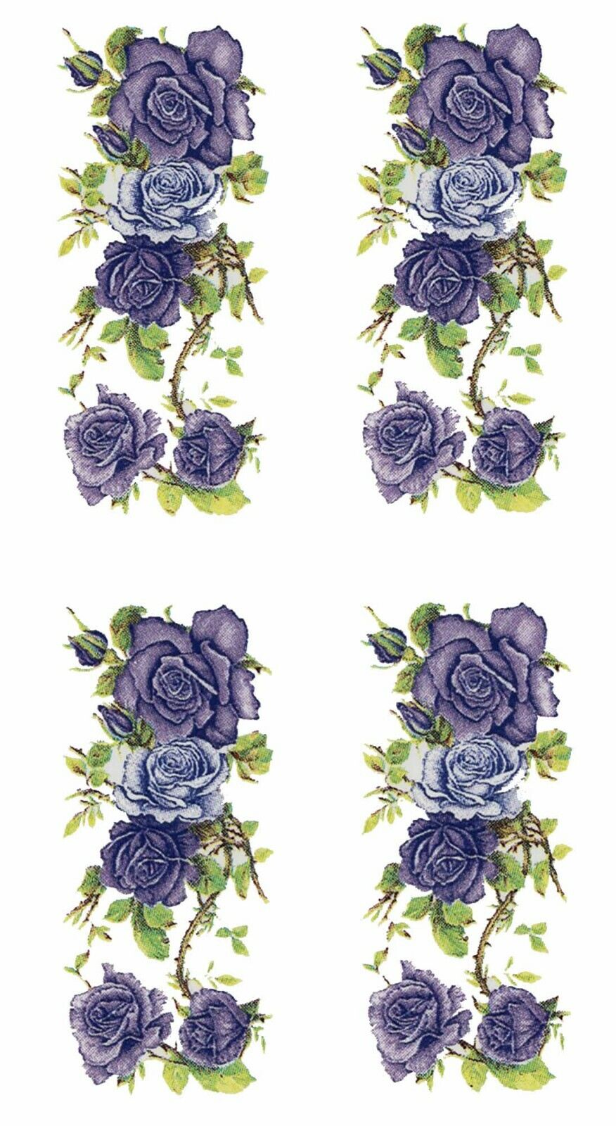 Purple Lavender Rose Rectangle 6 pcs 1-7/8 X 3/4" Waterslide Ceramic Decals