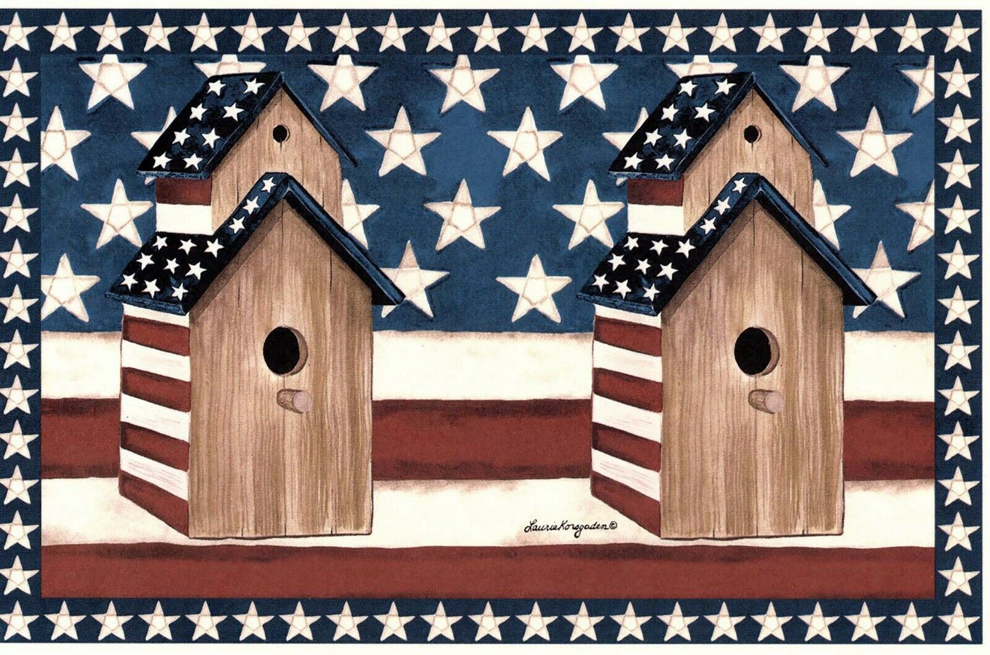 USA American Flag Birdhouse 1 pc 11" X 7" Overglaze Waterslide Ceramic Decals